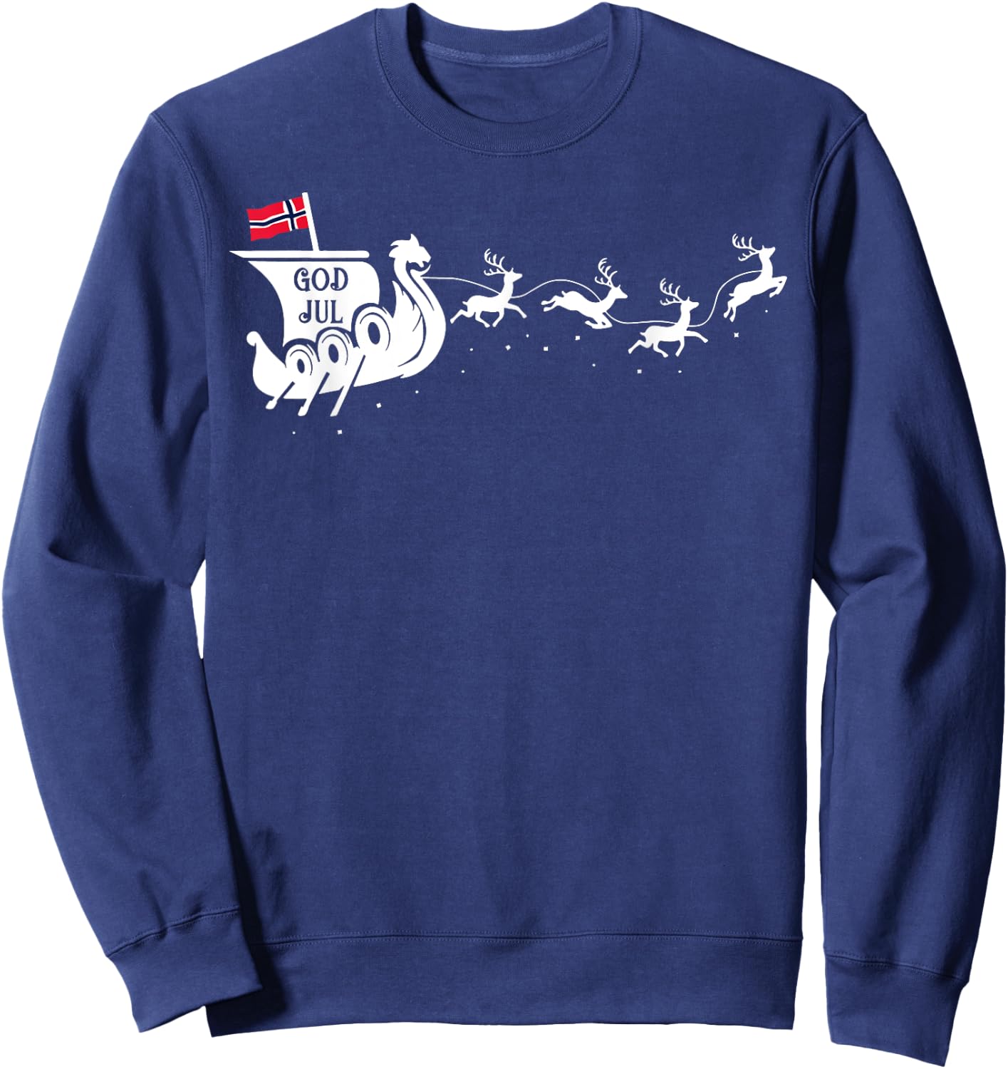 God Jul Viking Ship Sleigh Sweatshirt - Sweatshirt | Navy