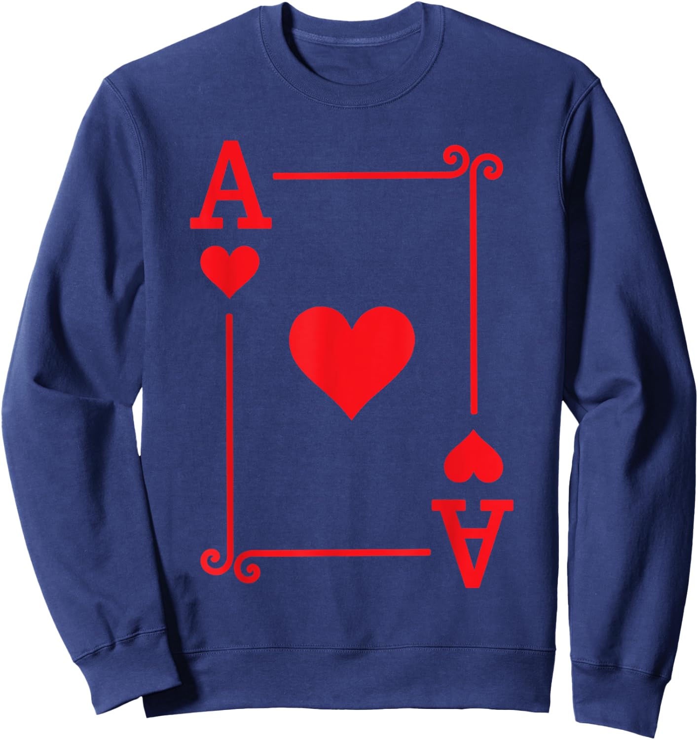Playing Card Costume & Gifts - Ace Card Hearts Suit - Black, Small - -Kids Sweatshirt - Sweatshirt | Navy