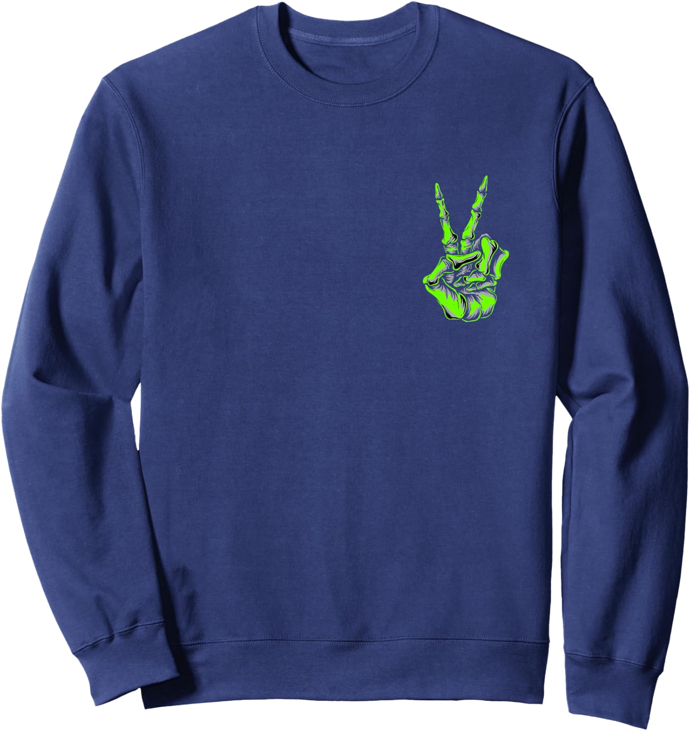 Green Skeleton Peace Sign Green Color Graphic Sweatshirt - Sweatshirt | Navy