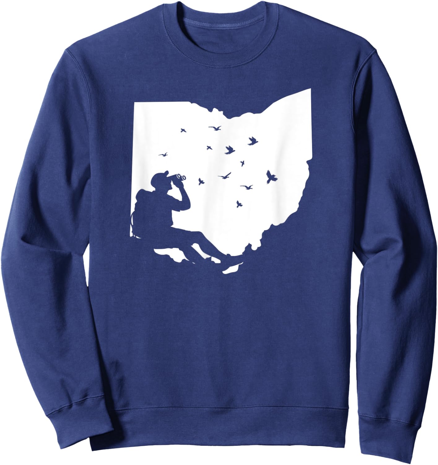 Map Ohio Bird Watching Design Birding Binoculars Birdwatcher Sweatshirt - Sweatshirt | Navy