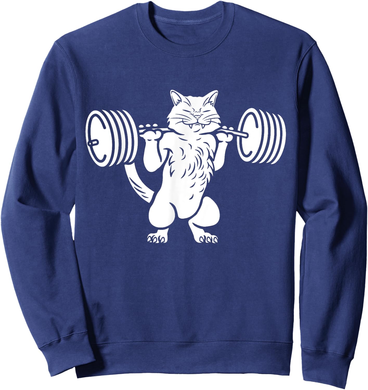 Squat Cat Gift Power Squat Bodybuilder Sweatshirt - Sweatshirt | Navy
