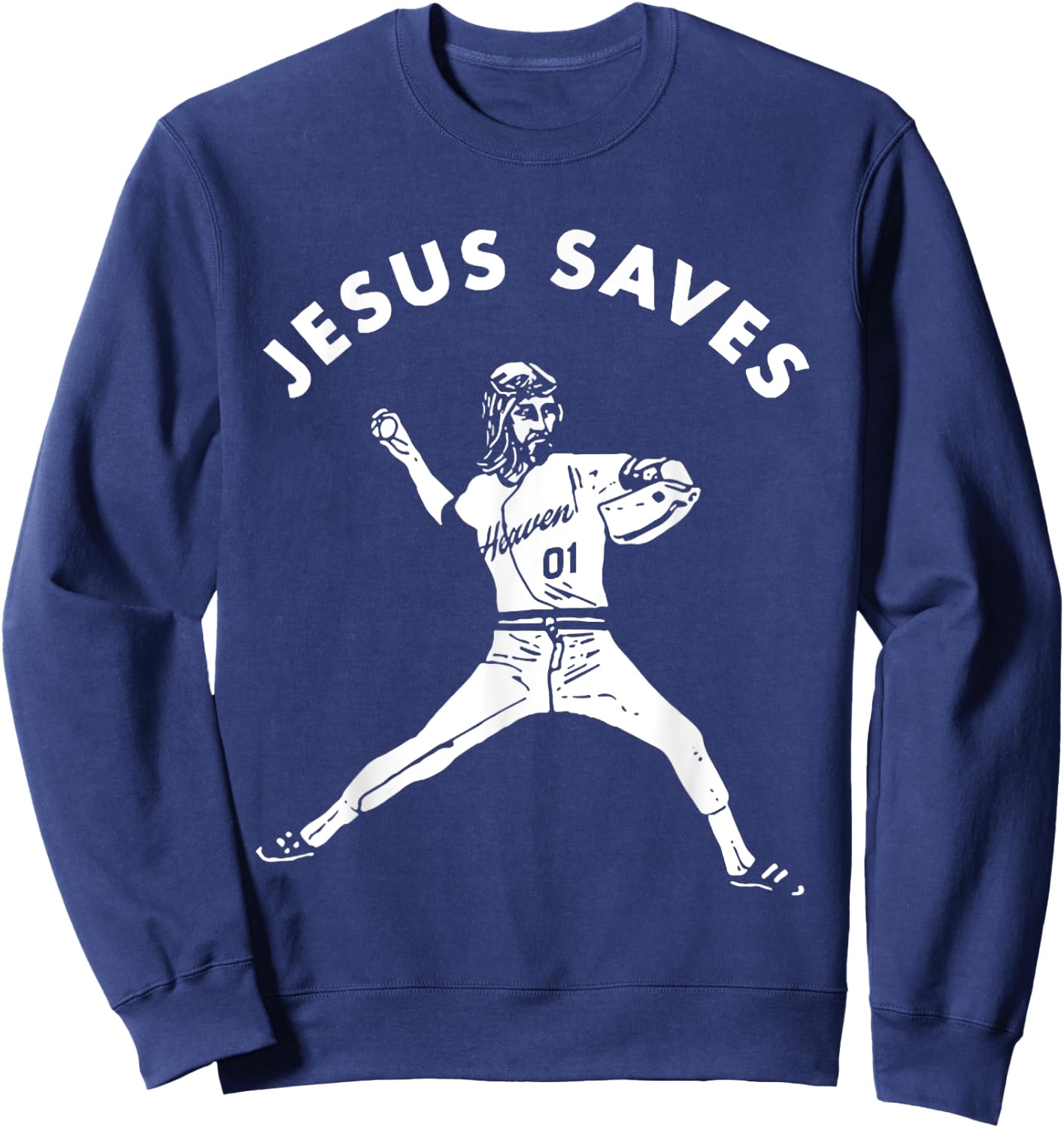 Jesus Saves Religious Christian Faith Baseball Shirt Sweatshirt - Sweatshirt | Navy
