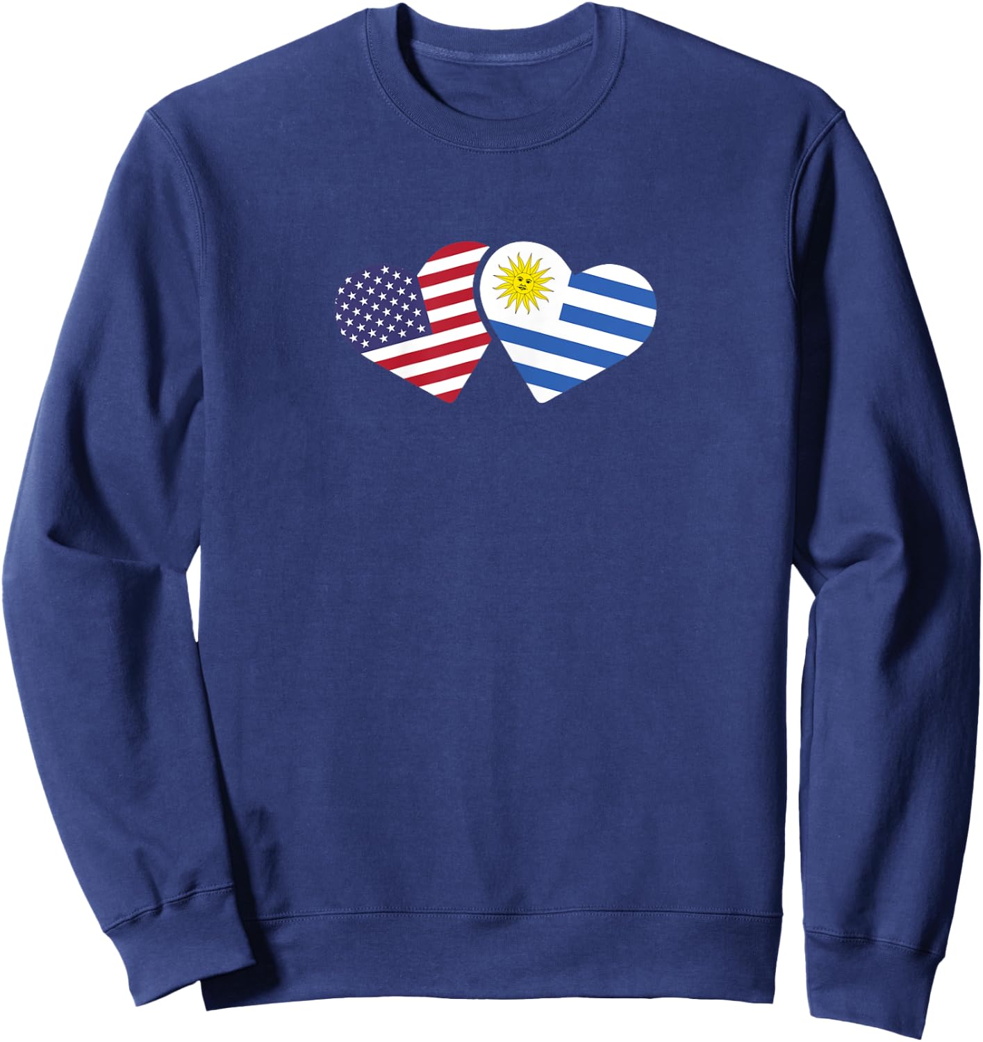 USA Uruguay Flag T Shirt Hearts Uruguayan American Love Gift Sweatshirt - Sweatshirt | Navy