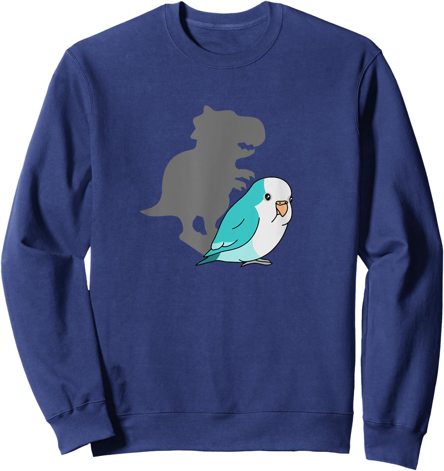 Chubby Blue quaker T-rex Cute Parrot Doodle Dinosaur Shadow Sweatshirt - Sweatshirt | Navy