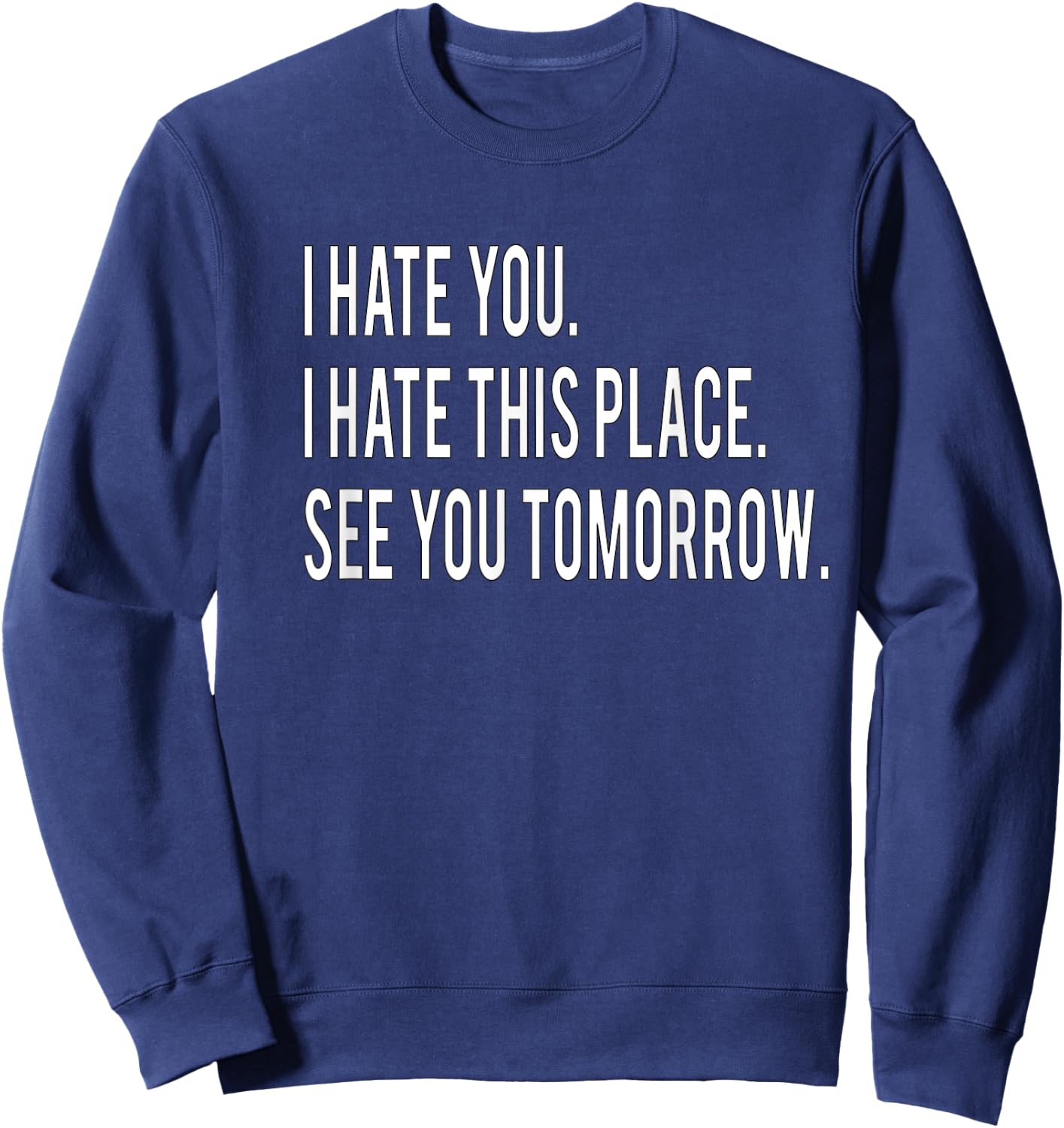 I Hate You This Place See You Tomorrow Funny Fitness Workout Sweatshirt - Sweatshirt | Navy