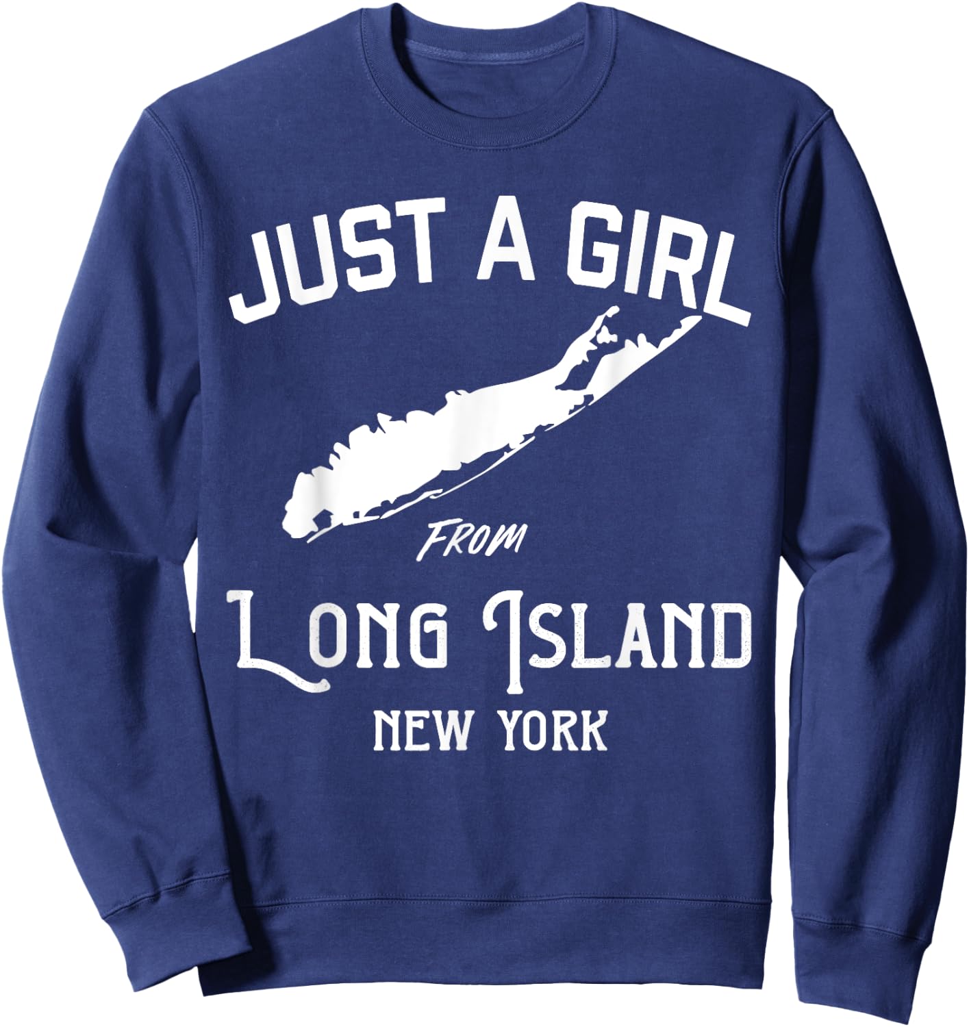Long Island New York Souvenir , Girl, Wife Map Sweatshirt - Sweatshirt | Navy