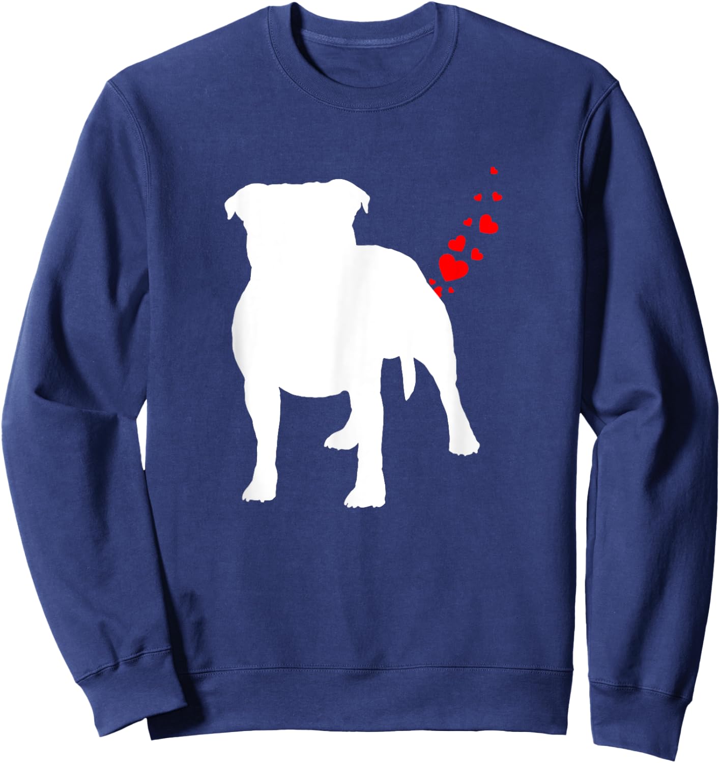 Staffordshire Bull Terrier Valentines Day Heart Dog Farts Men Women Girls Kids Sweatshirt - Sweatshirt | Navy