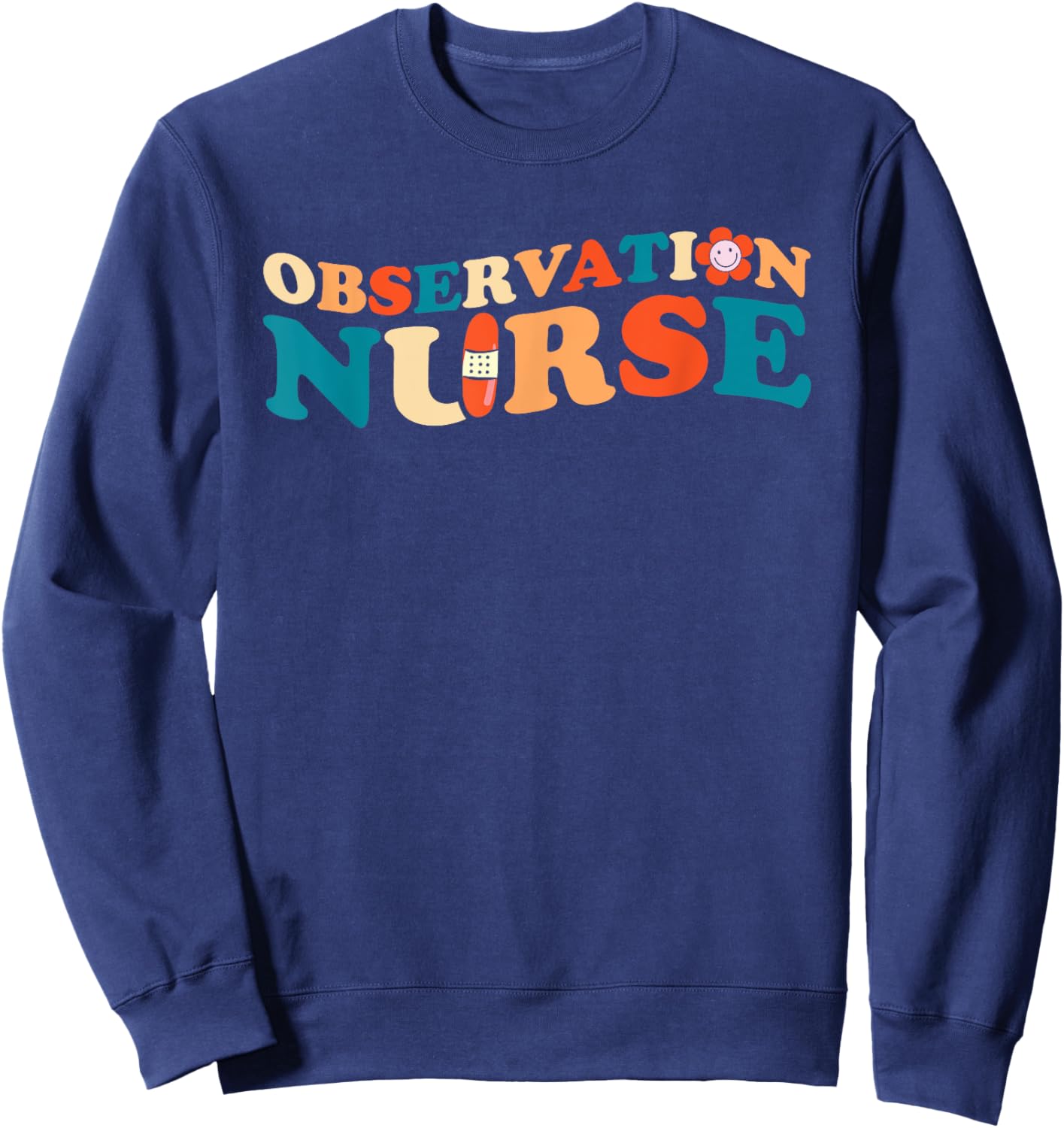 Observation Nurse Retro Registered RN Nursing Student Sweatshirt - Sweatshirt | Navy