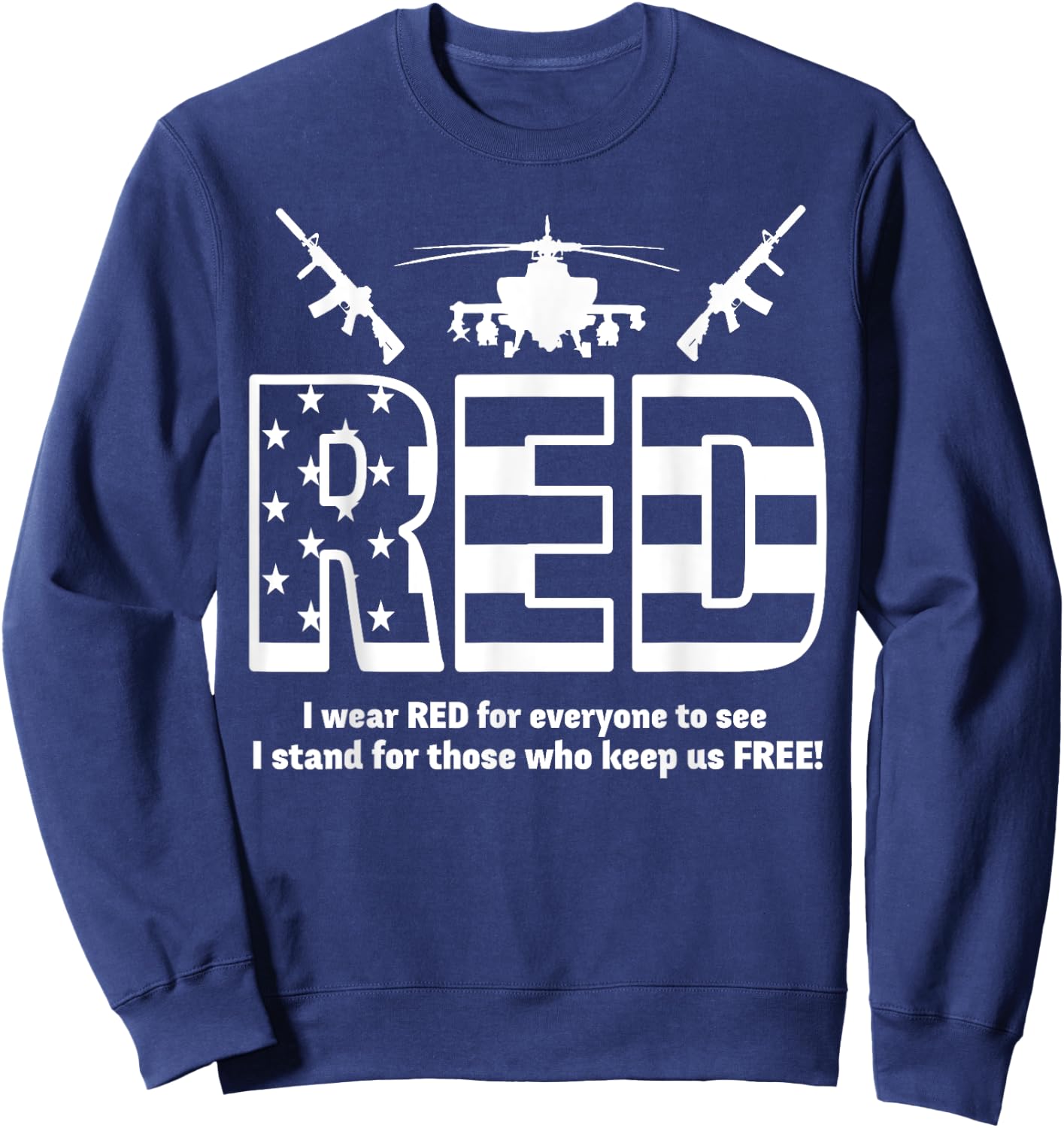 Red Friday Military Shirts Support The Deployed Back Troops Sweatshirt - Sweatshirt | Navy