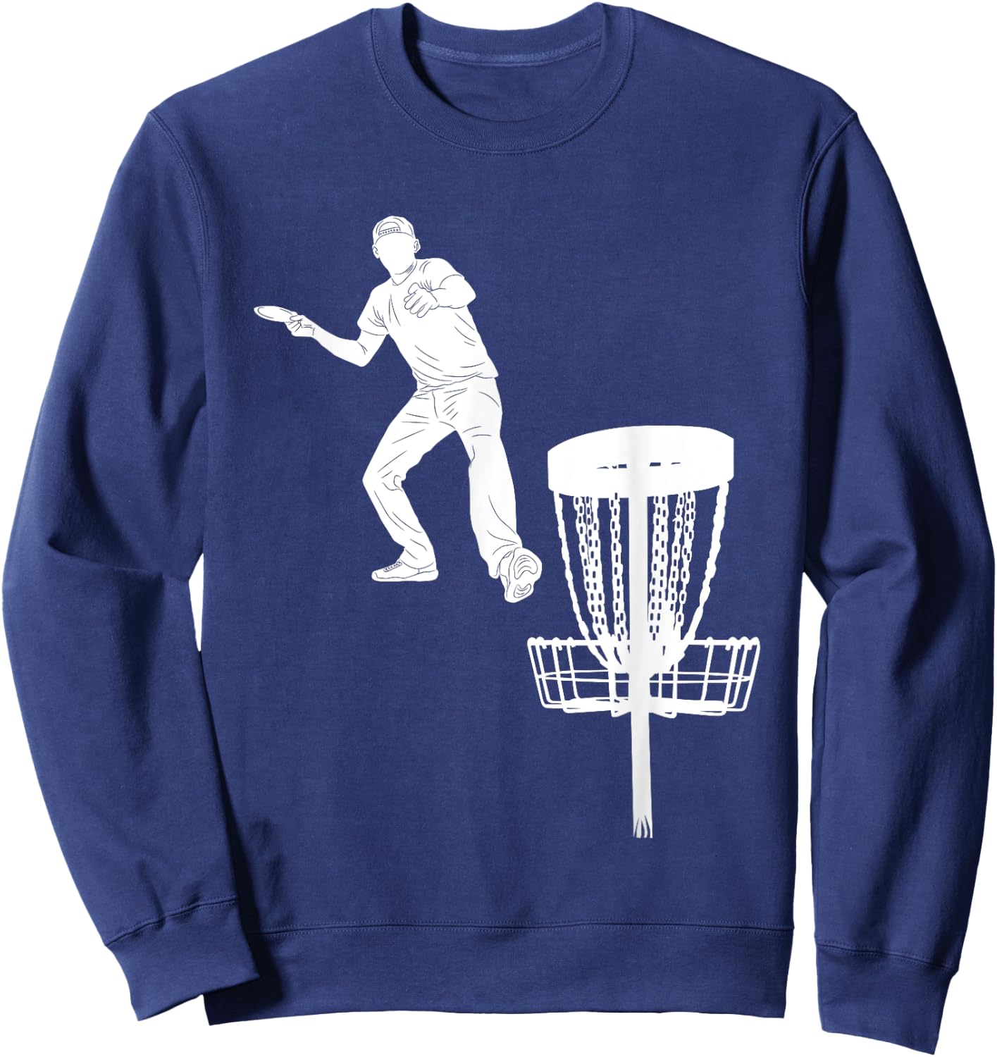 Silhouette American Disc Golf Player Frolf Targeting Sweatshirt - Sweatshirt | Navy
