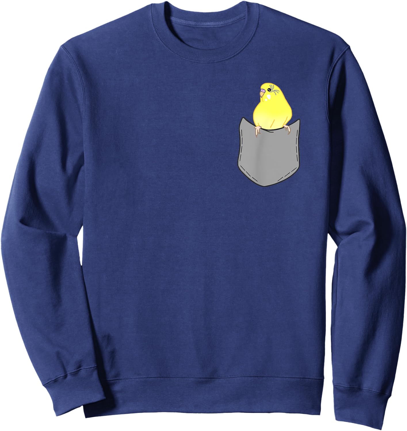 Fake Pocket Yellow Budgie Cute Yellow Budgerigar Birb memes Sweatshirt - Sweatshirt | Navy