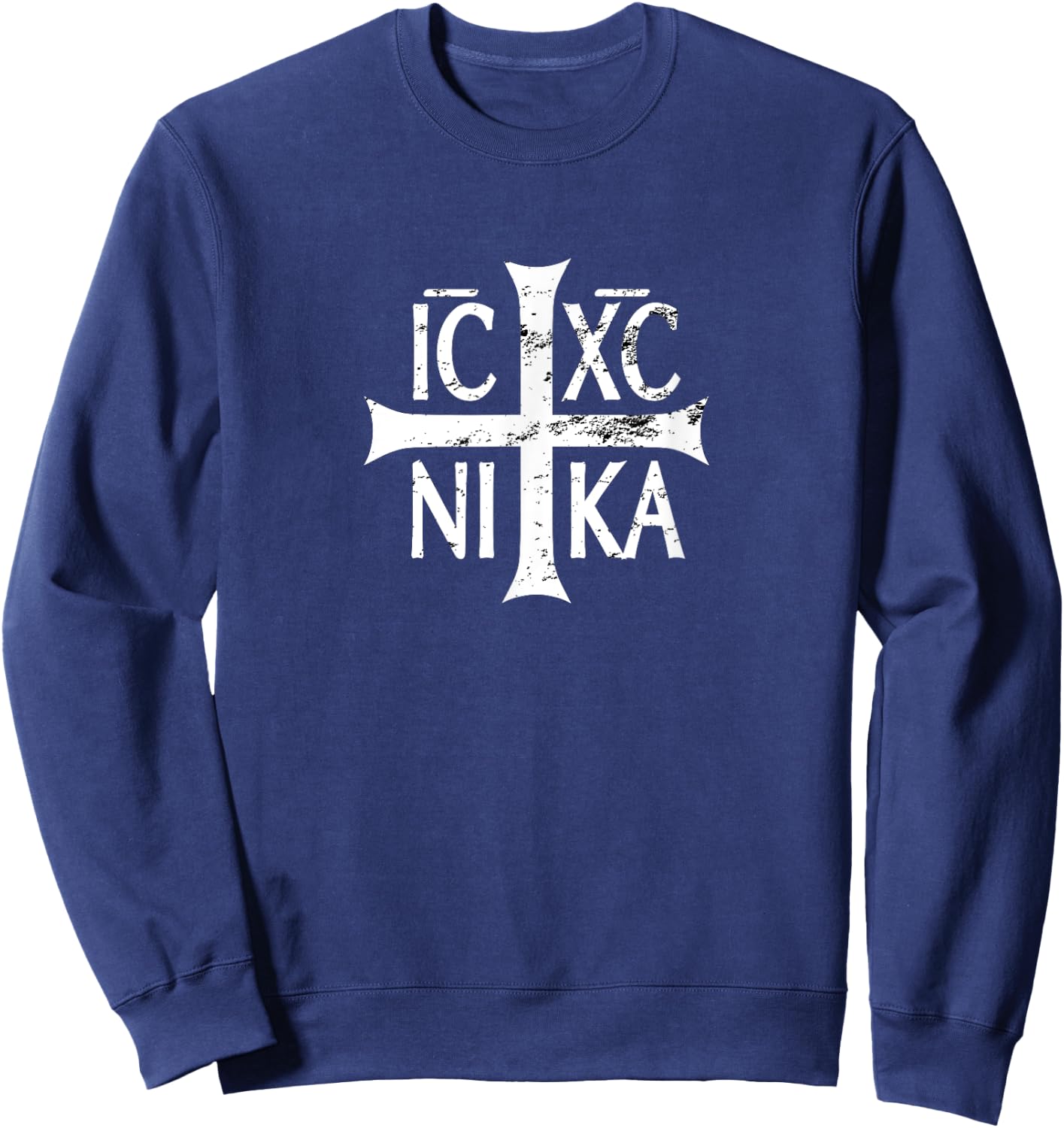 IC XC NIKA cross christian orthodox retro vintage distressed Sweatshirt - Sweatshirt | Navy