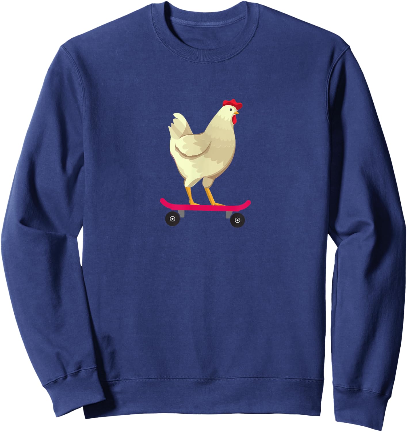 Funny Cute Skateboarding Chicken Animal Gift Sweatshirt - Sweatshirt | Navy