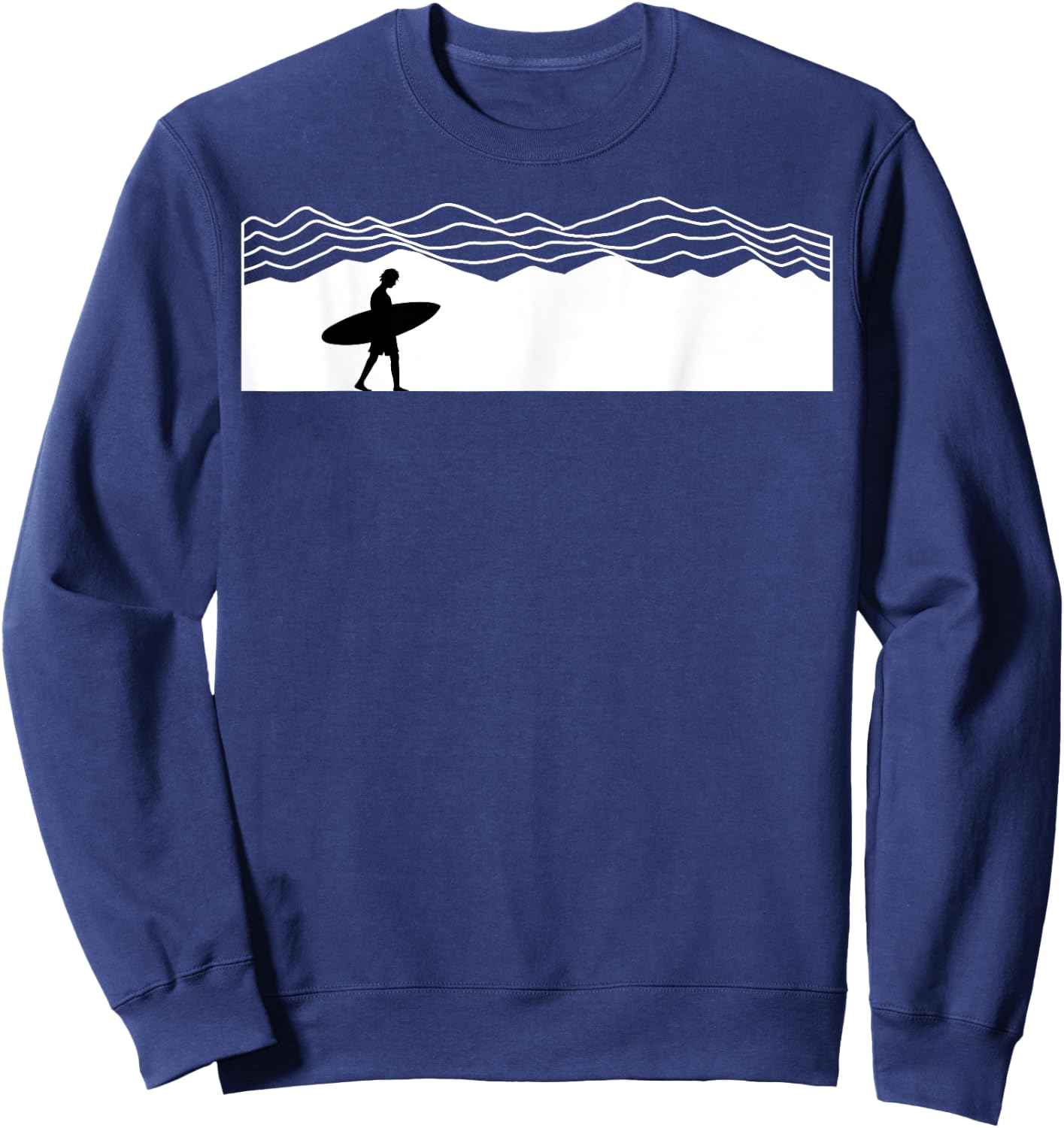 Surfer Boarding Beach Surfboard Summer Wave SurfBoarder Women Kids Sweatshirt - Sweatshirt | Navy