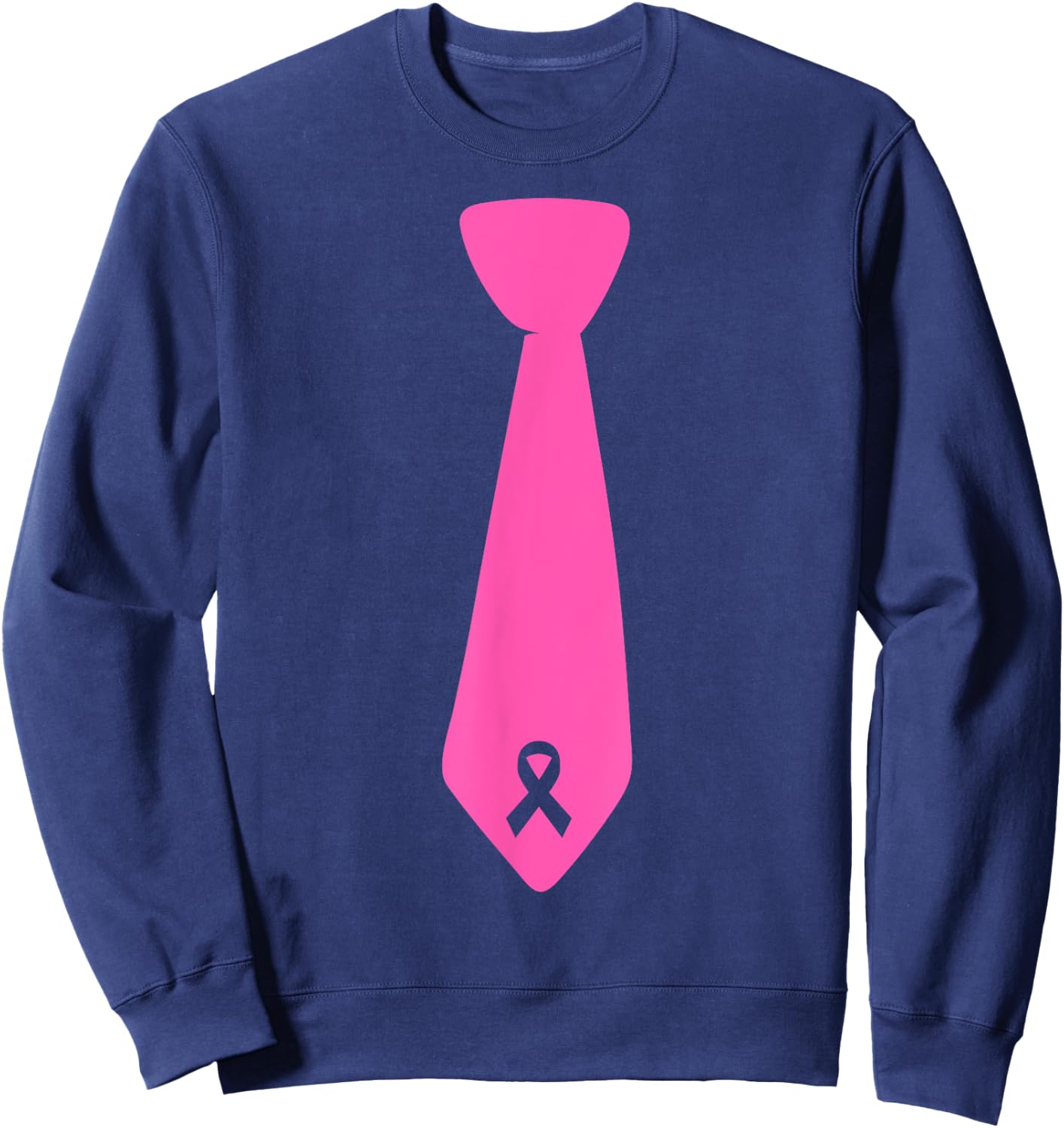 Breast Cancer Awareness Pink Ribbon Tie Sweatshirt - Sweatshirt | Navy