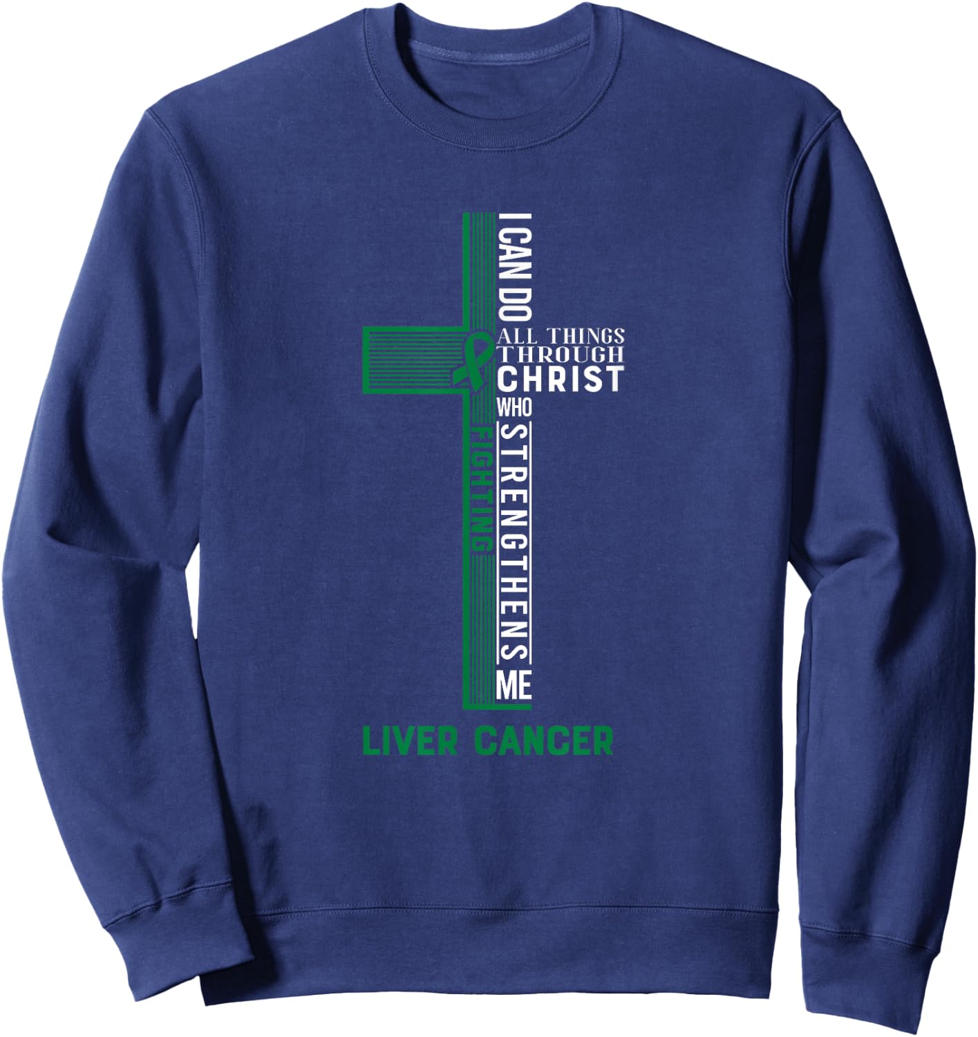 Liver Cancer Fight Cancer Ribbon Sweatshirt - Sweatshirt | Navy