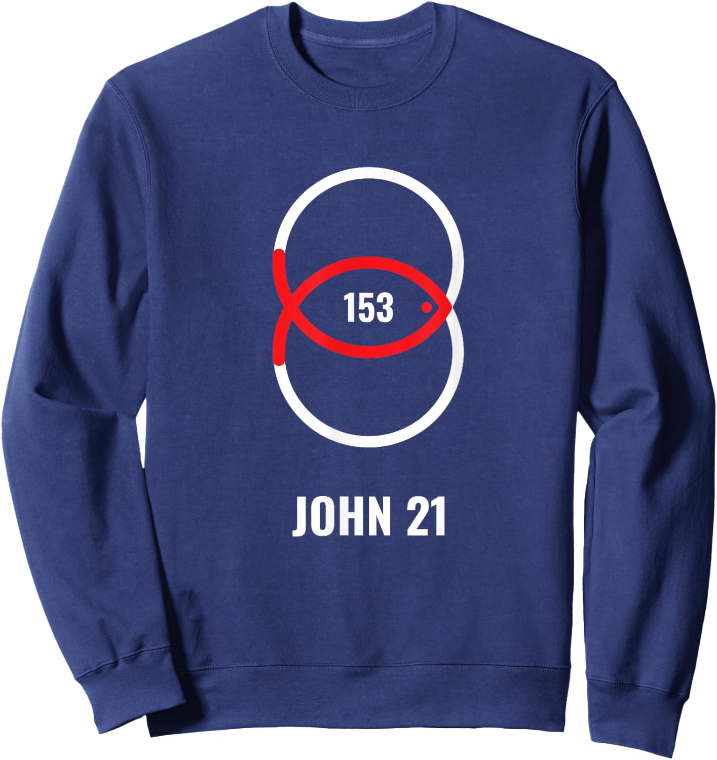 153 Fish - John 21 Jesus Sweatshirt - Sweatshirt | Navy