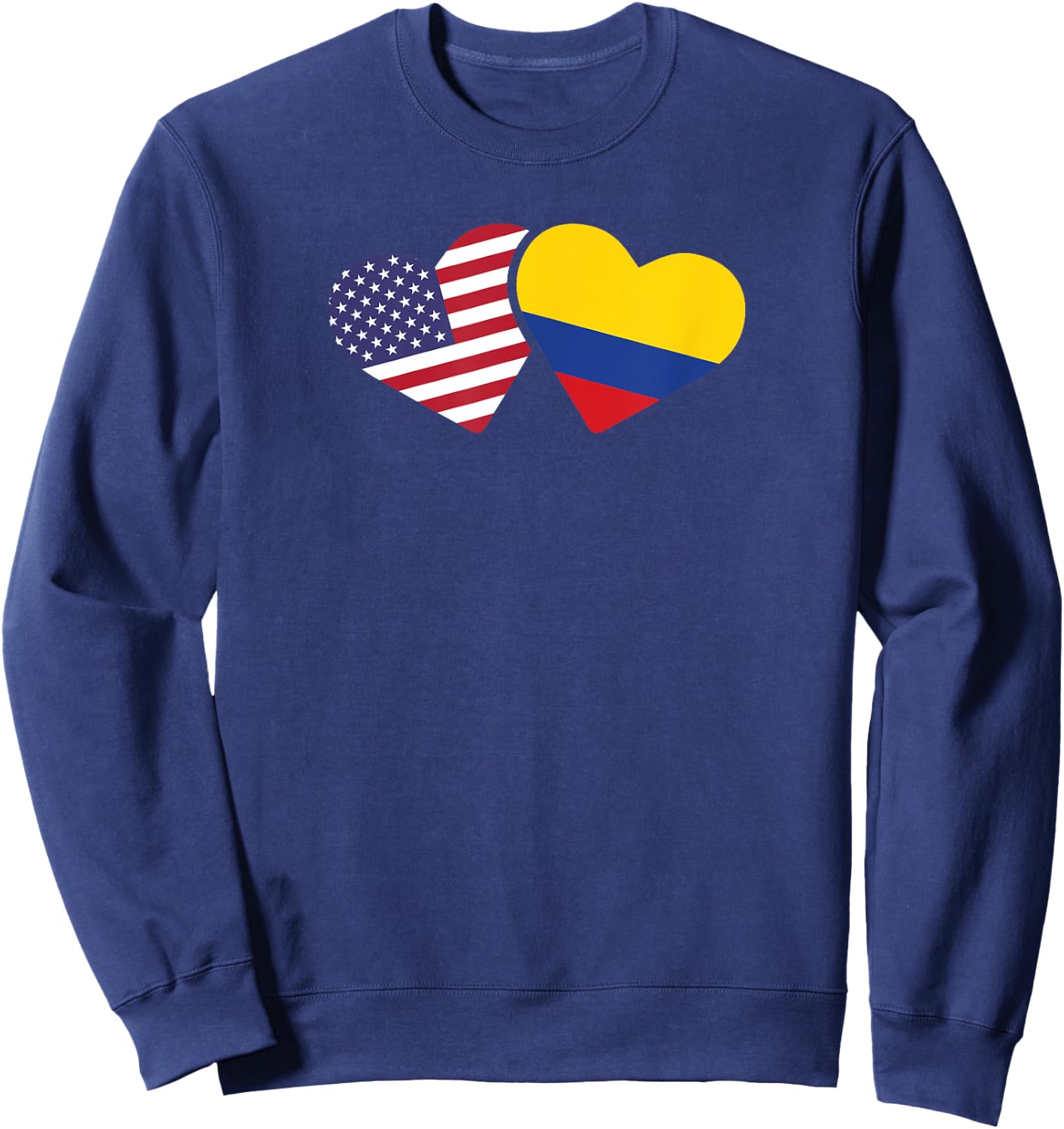 USA Colombia Flag Heart T Shirt Colombian American Love Gift Sweatshirt - Sweatshirt | Navy