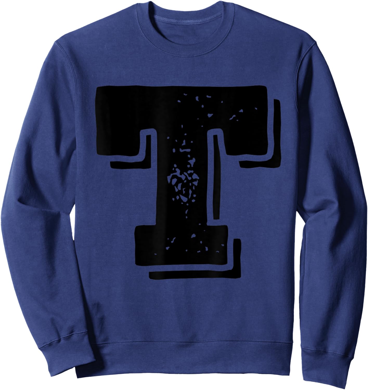 Letter T Capital Alphabet College Varsity Monogram Club Sweatshirt - Sweatshirt | Navy