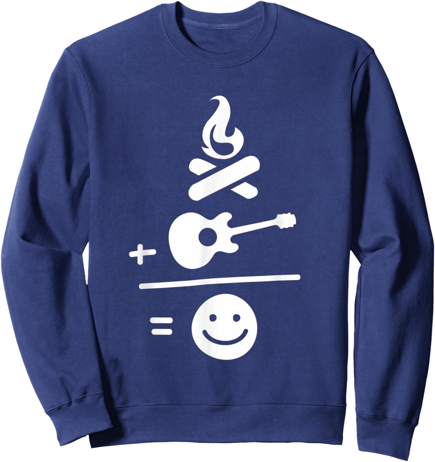 Camping Camp Fire and Guitar Makes Me Smile Sweatshirt - Sweatshirt | Navy