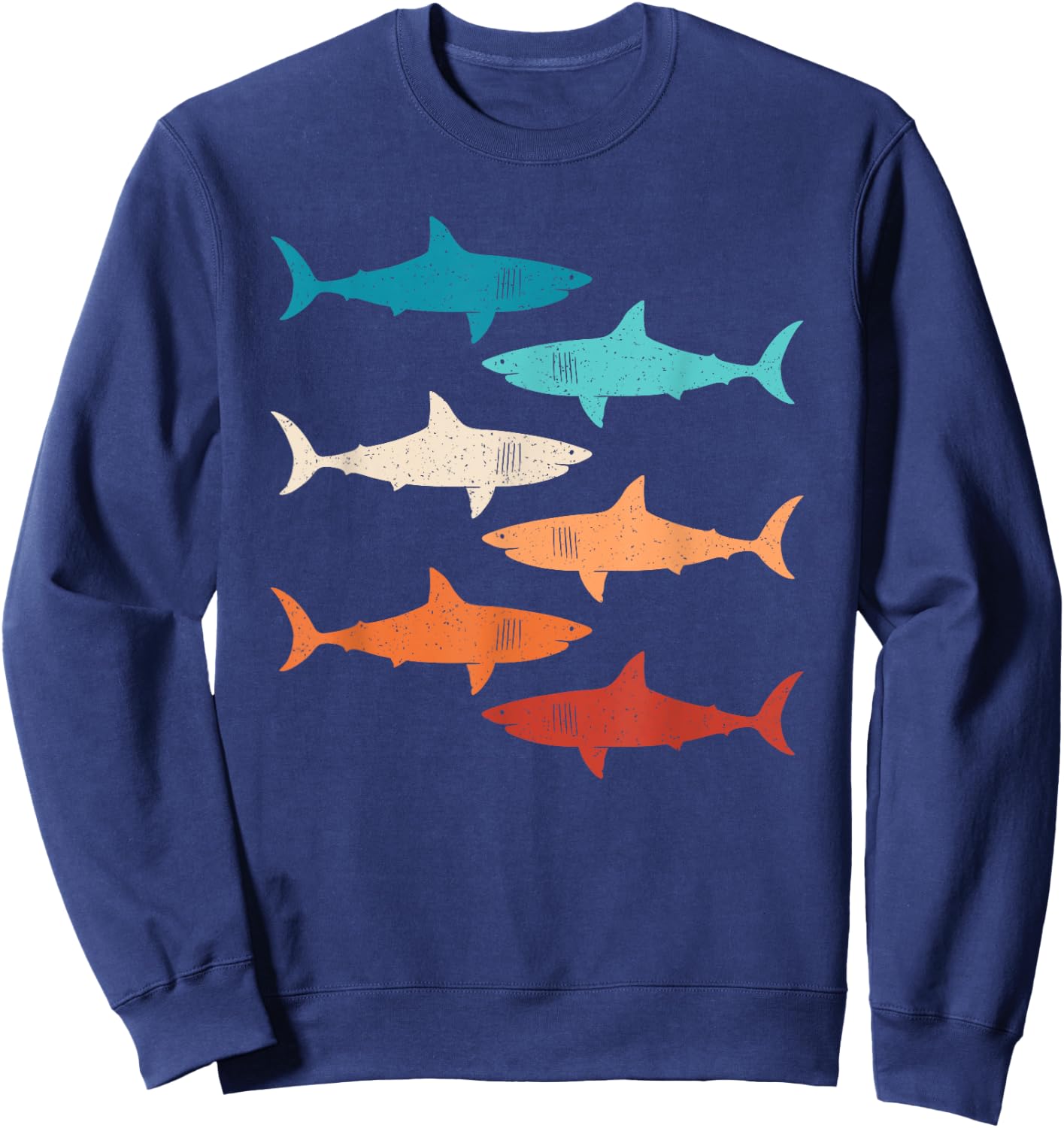 Shark Lover Ocean Animal Retro Marine Biology Men Women Sweatshirt - Sweatshirt | Navy