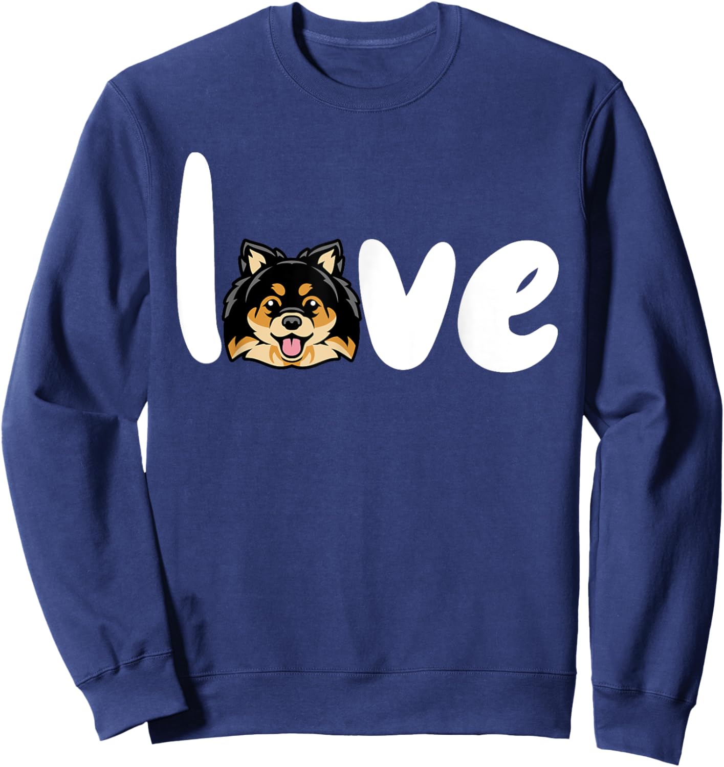 pomeranian BLACK TAN love dog Sweatshirt - Sweatshirt | Navy