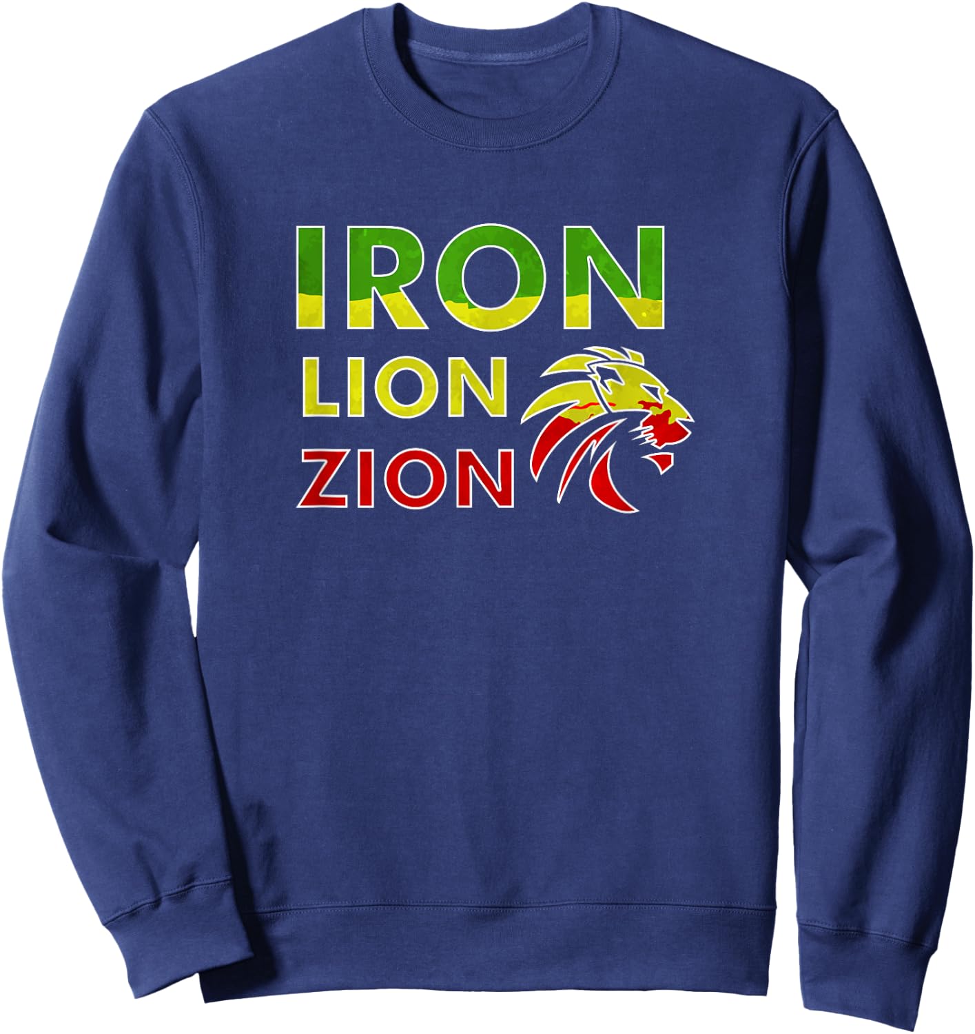 Iron, Lion, Zion, Jamaica, Rasta Sweatshirt - Sweatshirt | Navy