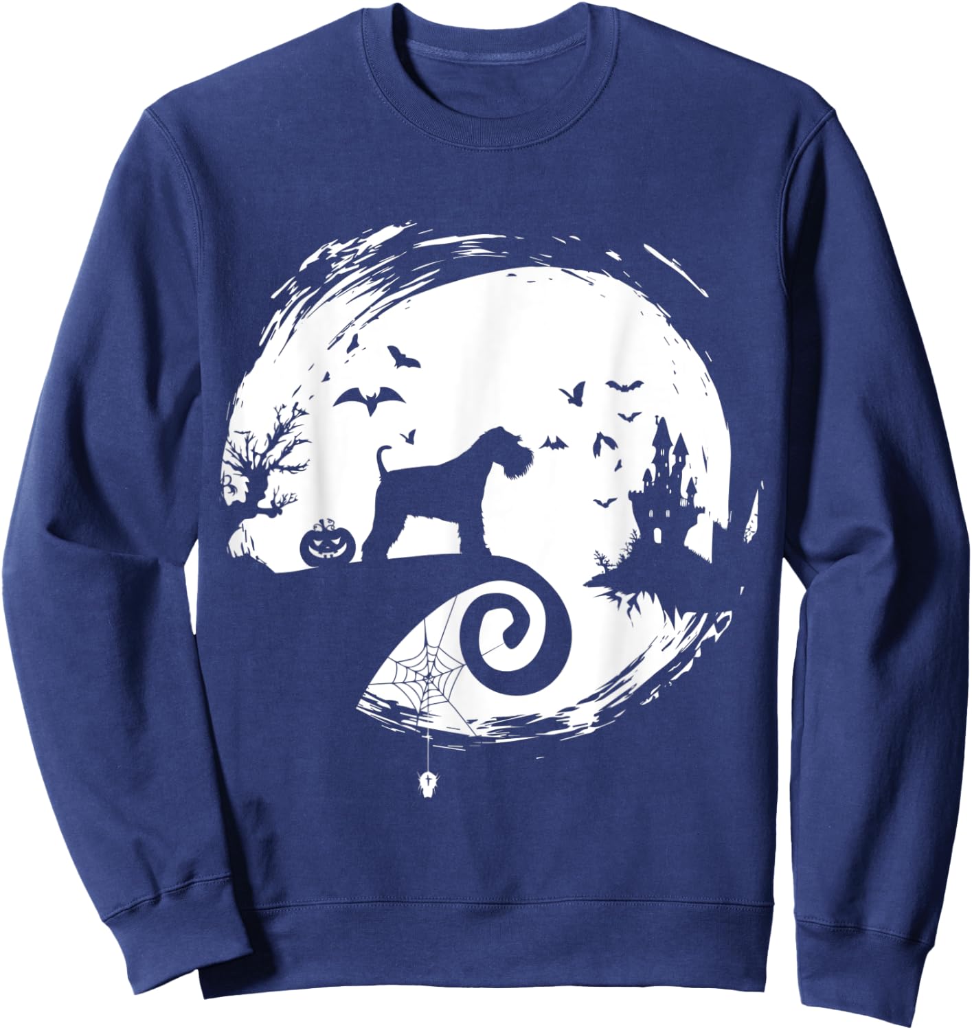 Miniature Schnauzer Halloween Costume Moon Silhouette Sweatshirt - Sweatshirt | Navy