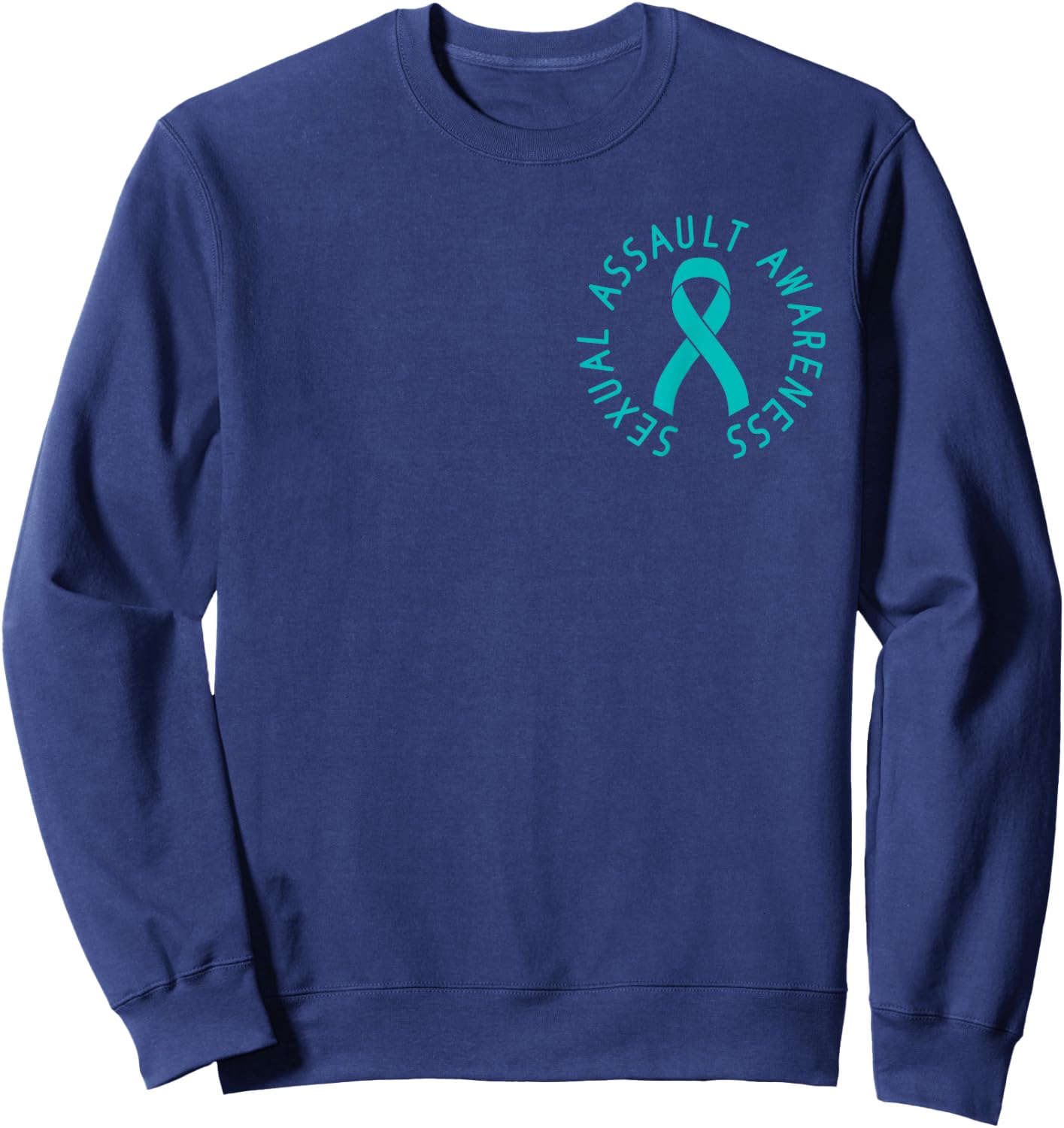 In April We Wear Teal Sexual Assault Awareness Month Ribbon Sweatshirt - Sweatshirt | Navy