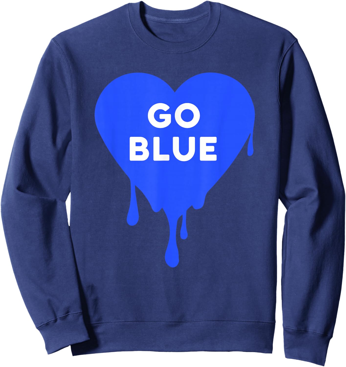 Go Blue - Blue team, Color War, Camp, Dripping Heart, cute Sweatshirt - Sweatshirt | Navy