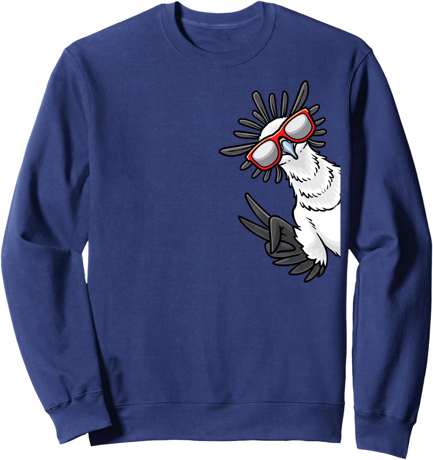 Secretary Bird From Side Secretarybird With Sunglasses Sweatshirt - Sweatshirt | Navy