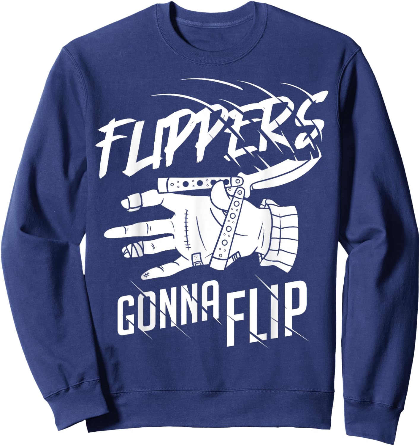 Butterfly Knife Lover Balisong Flipping Butterfly Knife - - Black - Short Sleeve - Small - Classic Fit - Cotton 60%, Polyester 40% Sweatshirt - Sweatshirt | Navy