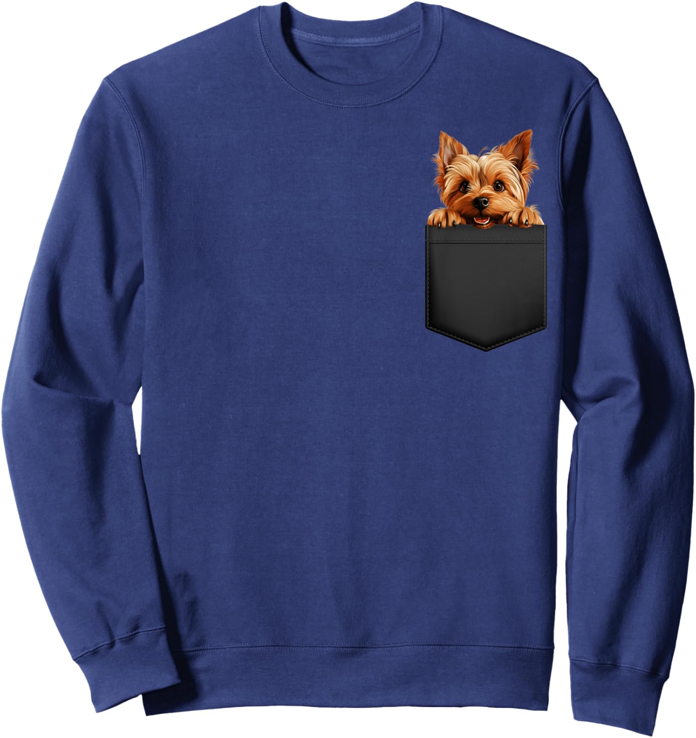 Funny Silky Terrier Puppy Dog In Pocket Cute Pet Lover Men Women Girls Kids Sweatshirt - Sweatshirt | Navy