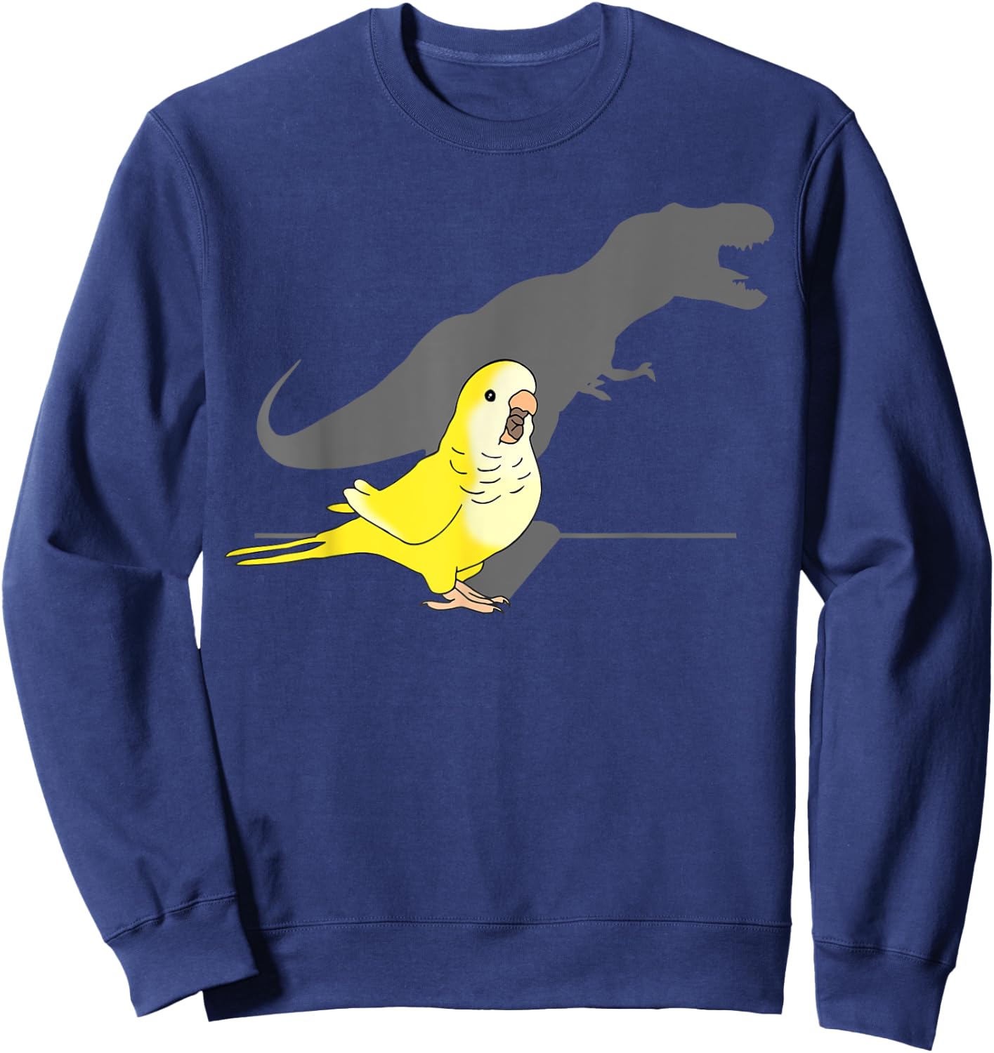 T-rex Yellow Lutino Monk Parakeet, Funny Birb memes Quaker Sweatshirt - Sweatshirt | Navy