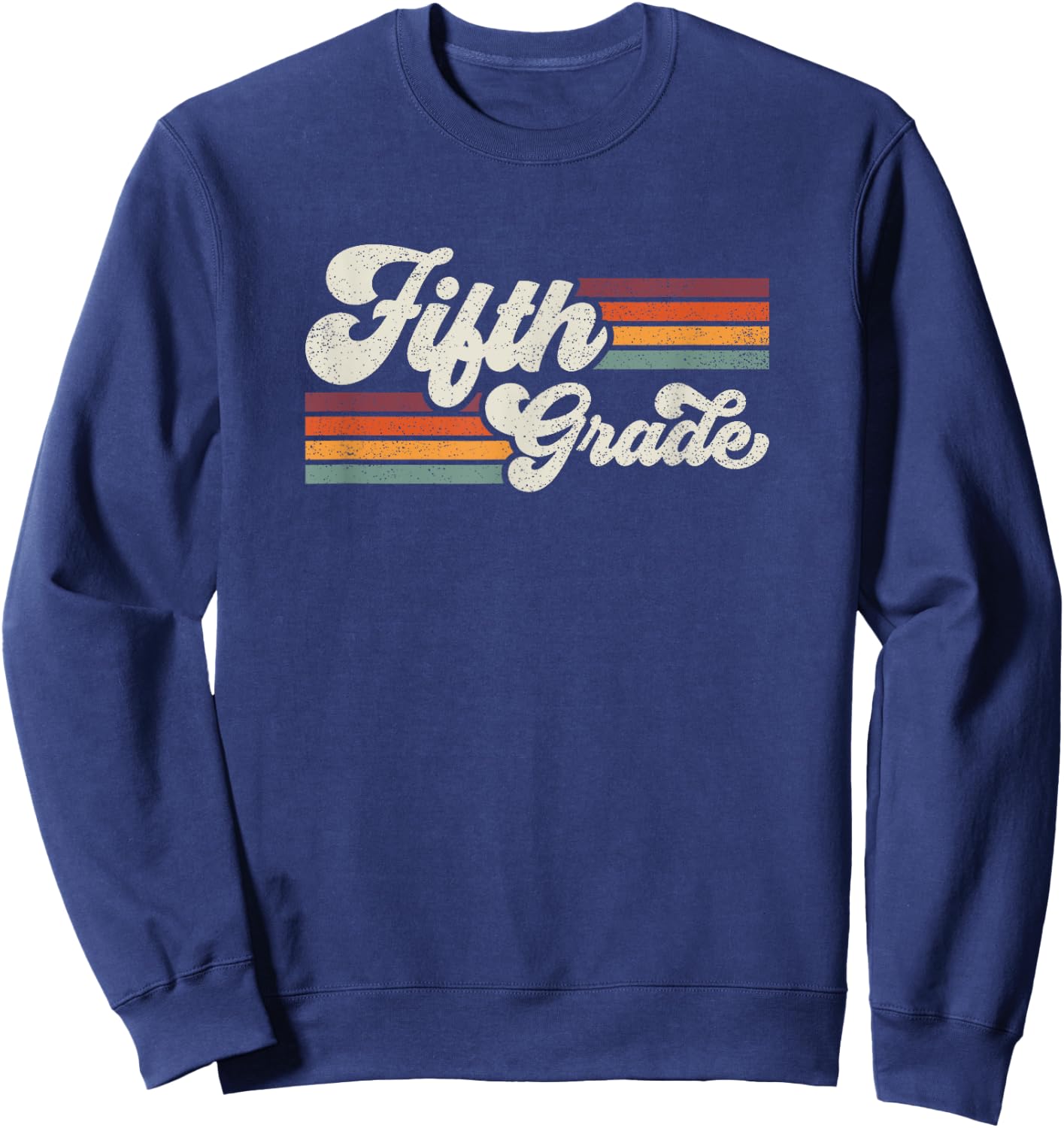 Retro Fifth Grade Teacher Back To School Sweatshirt - Sweatshirt | Navy