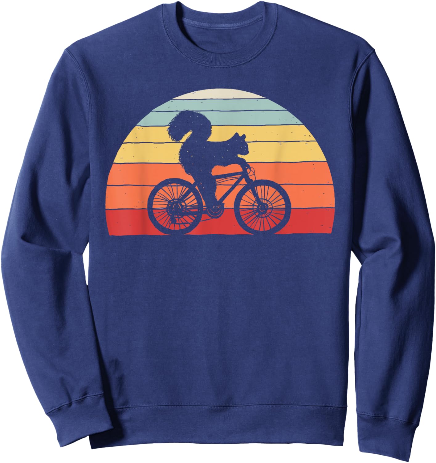 Vintage Retro Squirrel Riding A Bicycle Bike Squirrel Sweatshirt - Sweatshirt | Navy