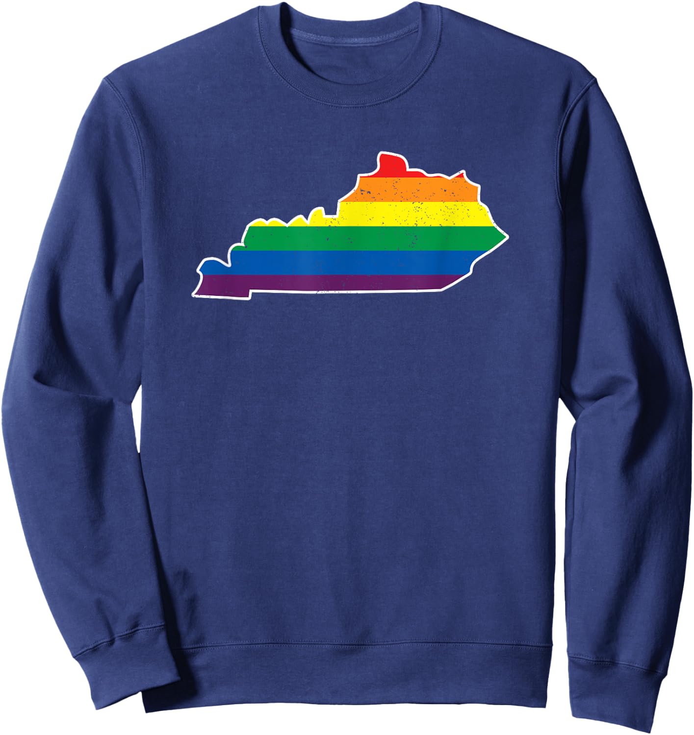 Gay Pride Flag - Kentucky Map - Rainbow Stripes Sweatshirt - Sweatshirt | Navy