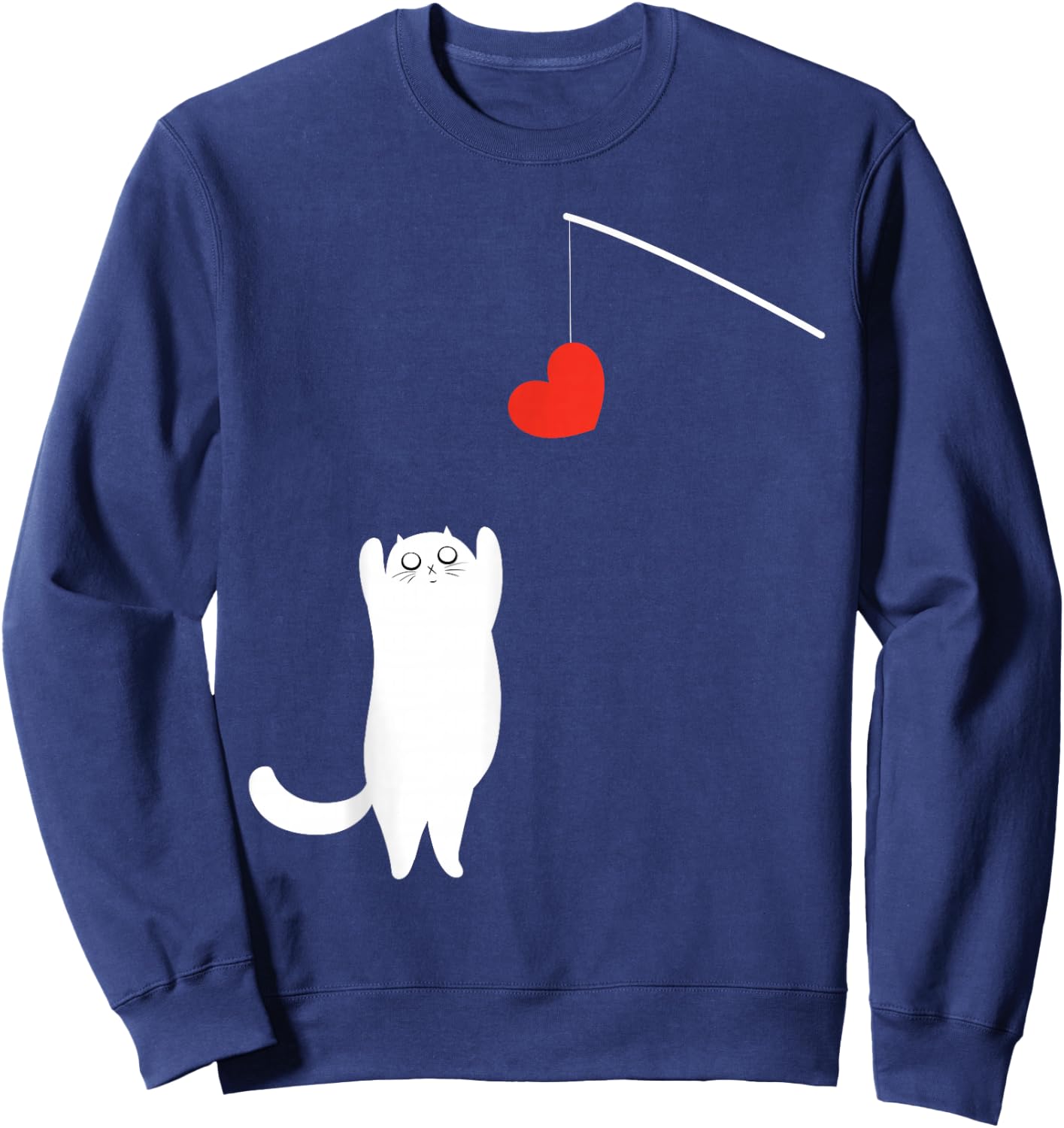 Cat Lover Valentine's Day Animal Affection Love Funny Kitty Sweatshirt - Sweatshirt | Navy