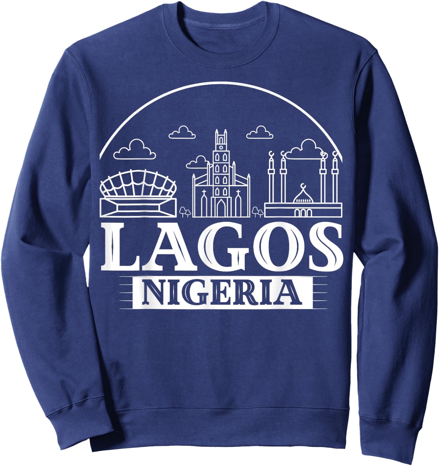 Lagos Nigeria City Skyline Map Travel Sweatshirt - Sweatshirt | Navy