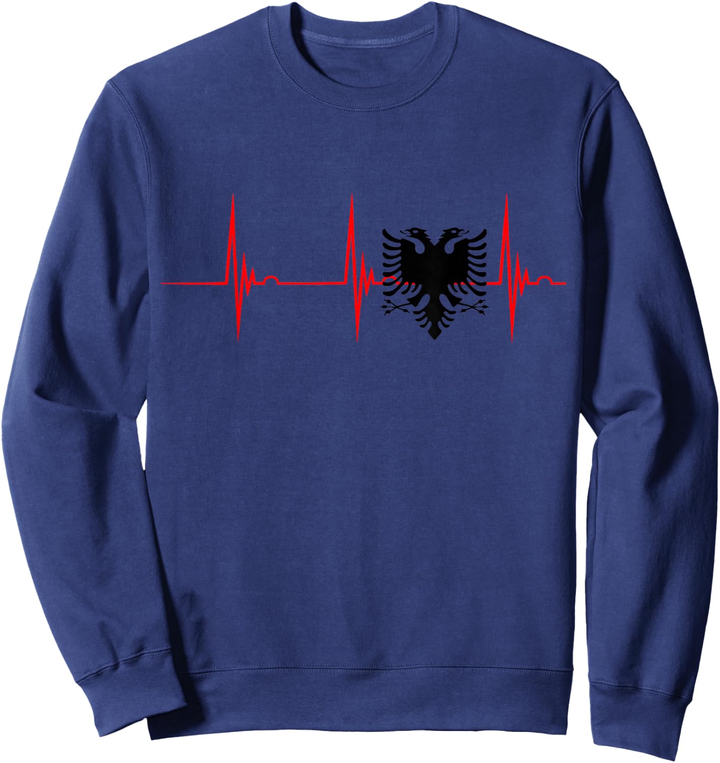 Coole Shqiperia Albanische Albaner Albania Albanian Heartbeat ECG Pulse Albanian Eagle Pride Sweatshirt - Sweatshirt | Navy