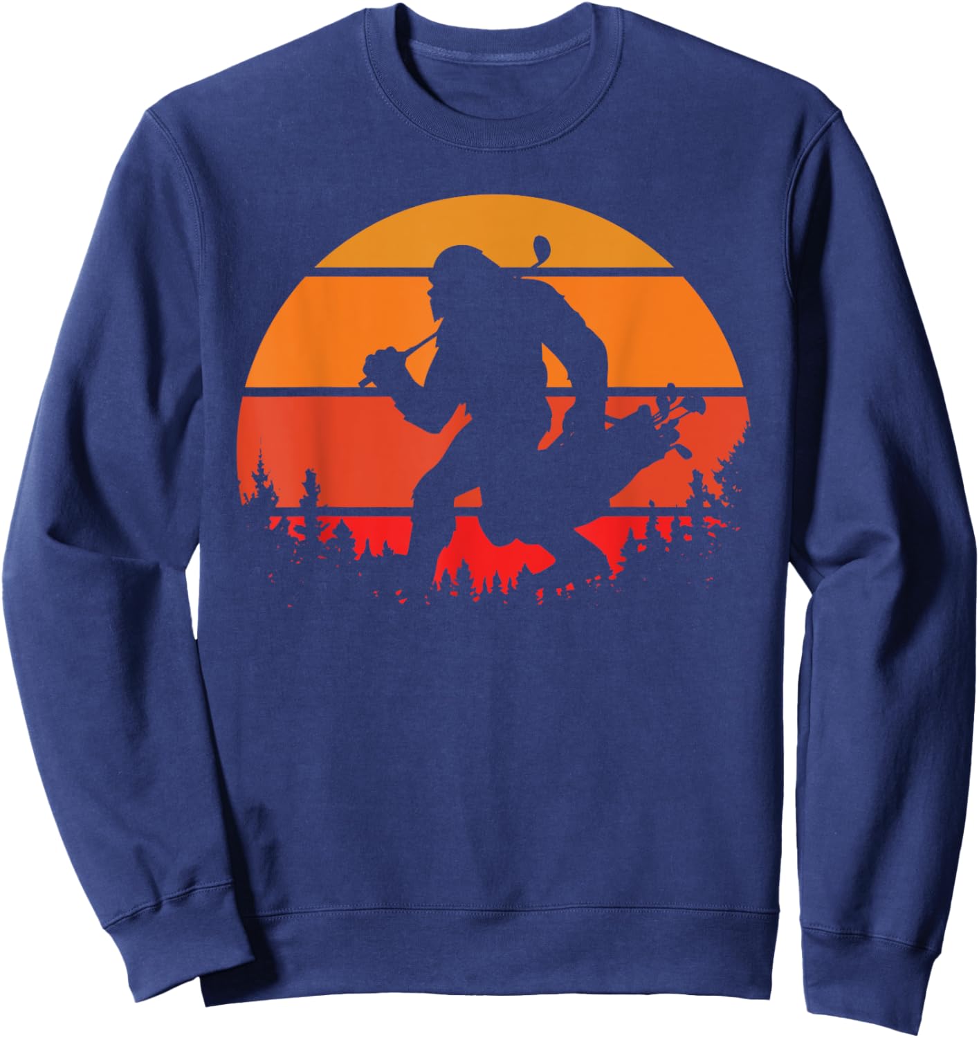Funny Bigfoot Golf Retro Sasquatch Playing Golf Sweatshirt - Sweatshirt | Navy