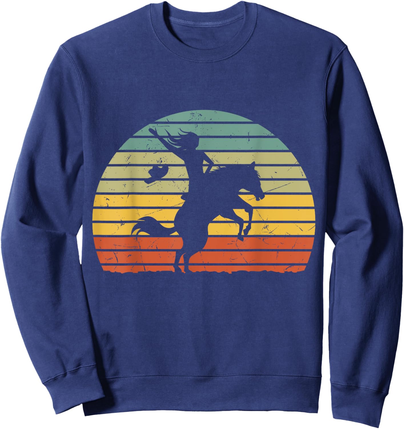 Girl Horse Riding Shirt Vintage Cowgirl Texas Ranch woman Sweatshirt - Sweatshirt | Navy