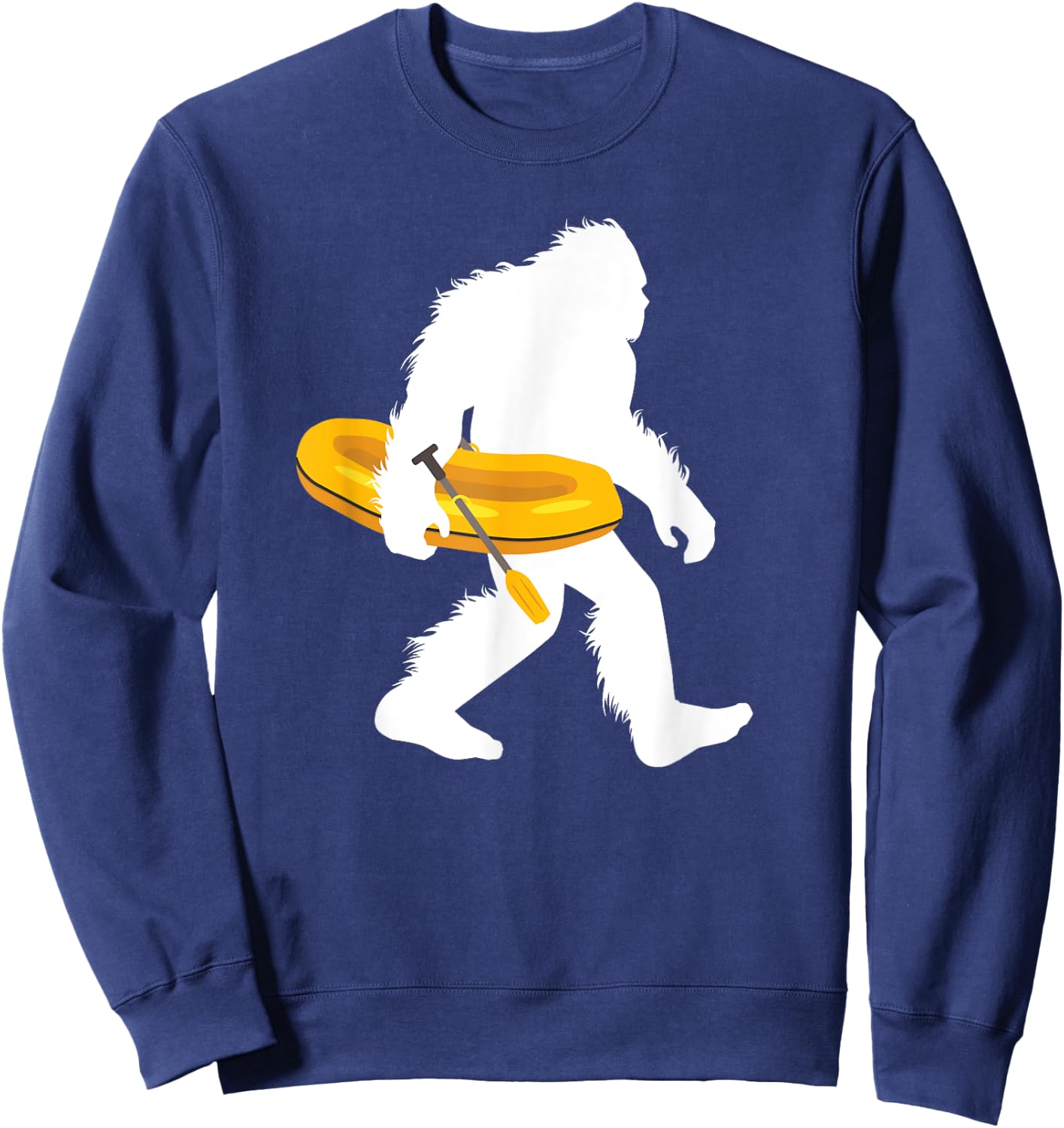 Bigfoot Carrying Rafting Boat Tubing Sasquatch With Raft Sweatshirt - Sweatshirt | Navy