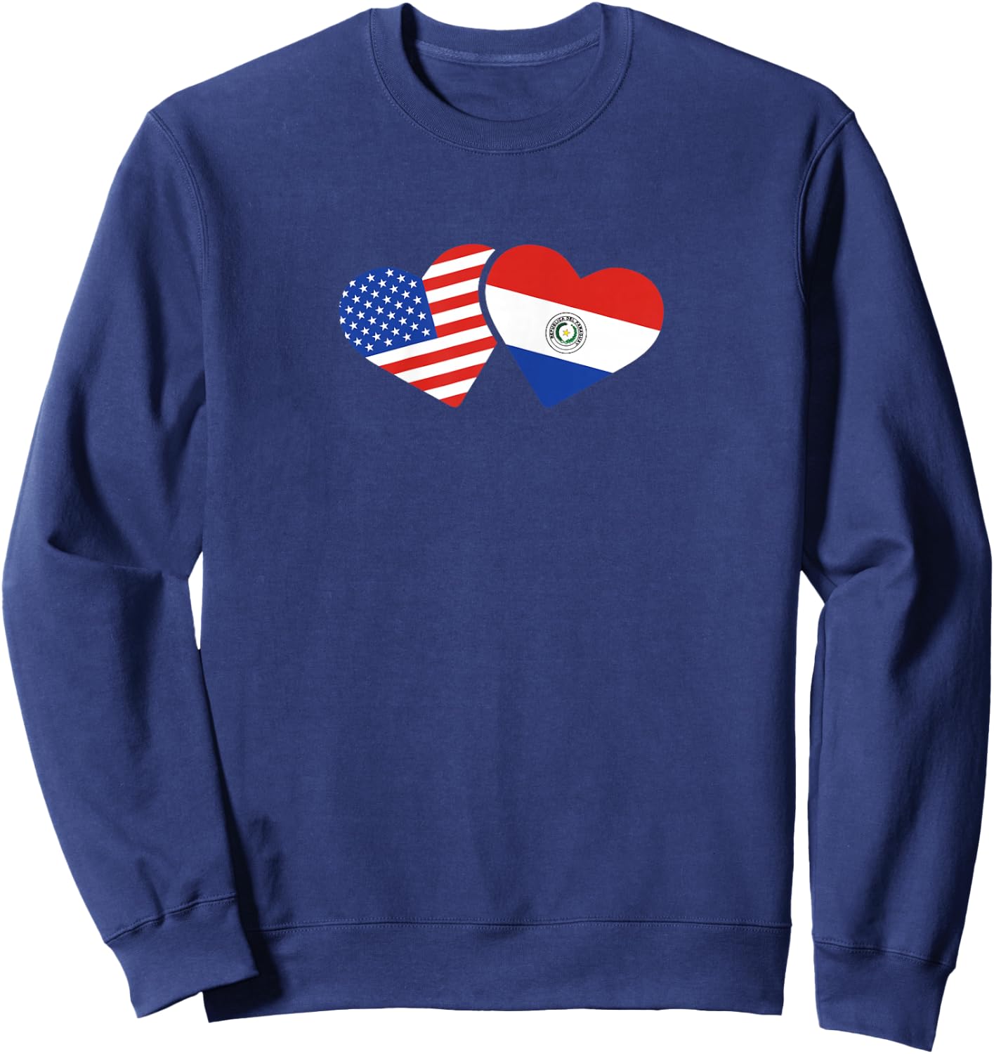 USA Paraguay Flag T Shirt Hearts Paraguayan American Love Sweatshirt - Sweatshirt | Navy