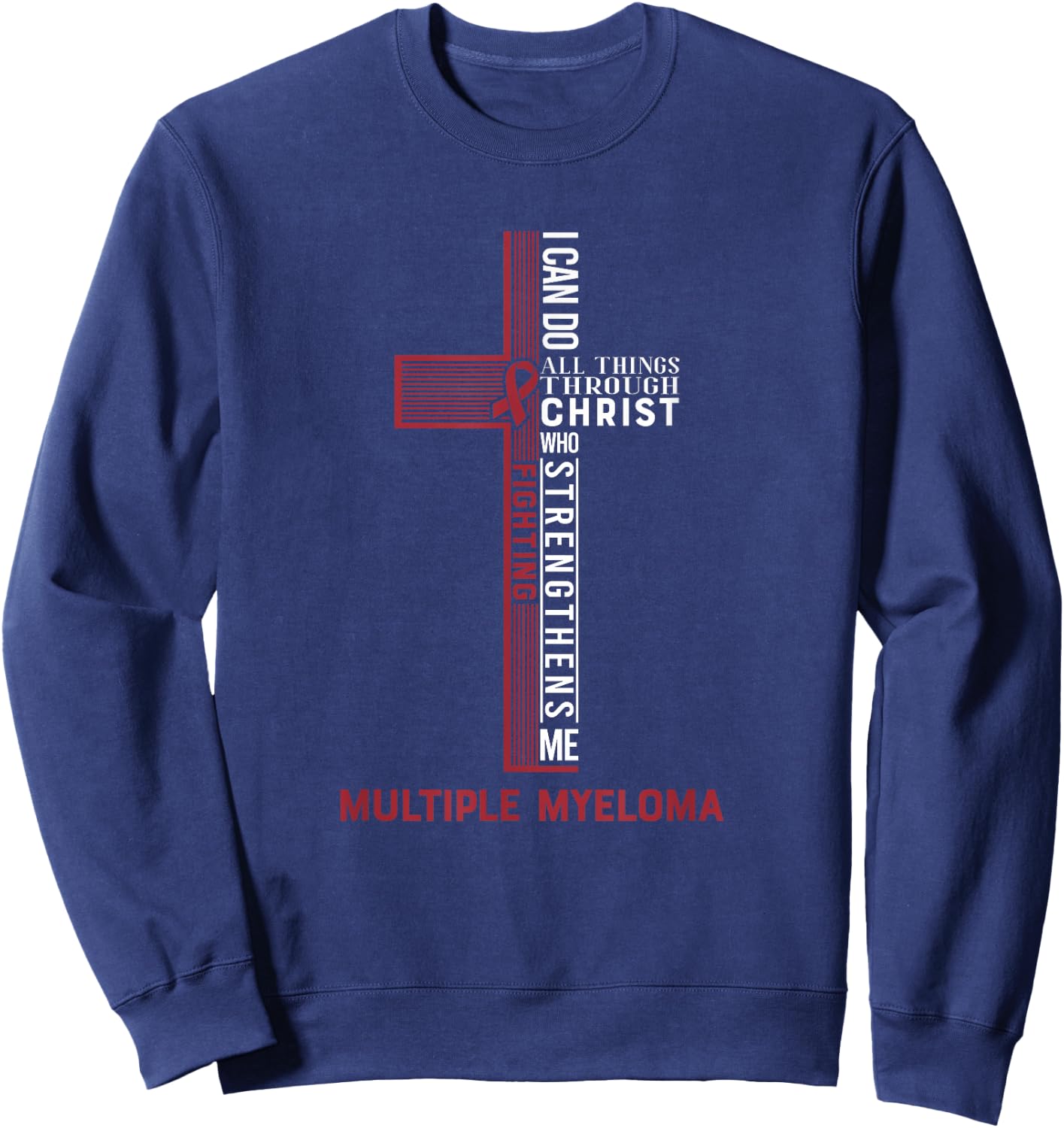 Multiple Myeloma Fight Cancer Ribbon Sweatshirt - Sweatshirt | Navy