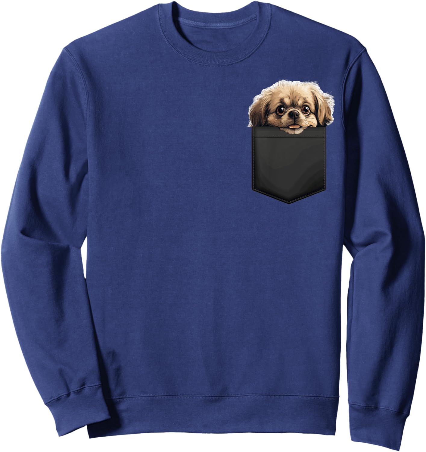 Funny Pekingese Puppy Dog In Pocket Cute Pet Lover Sweatshirt - Sweatshirt | Navy