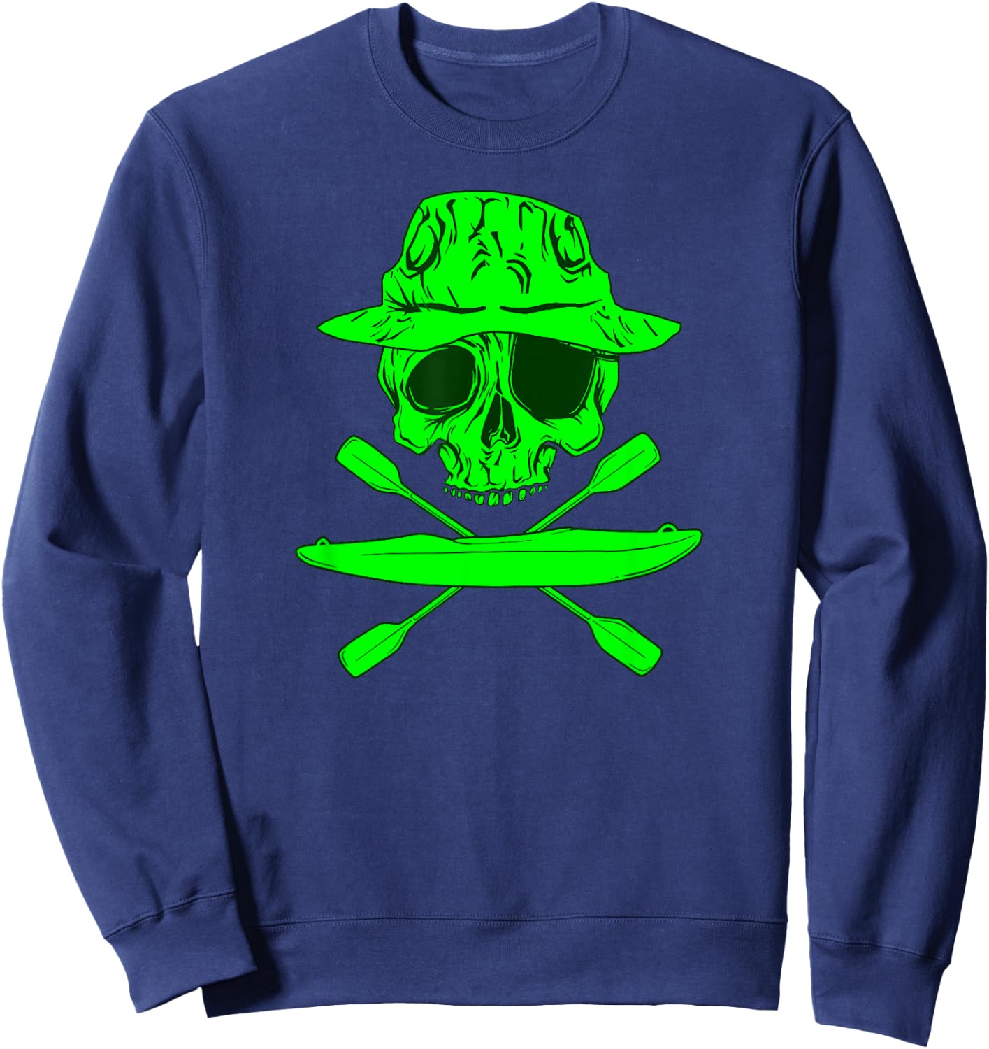 KAYAK CANOE rafting games white water green skull KAYAKER Sweatshirt - Sweatshirt | Navy