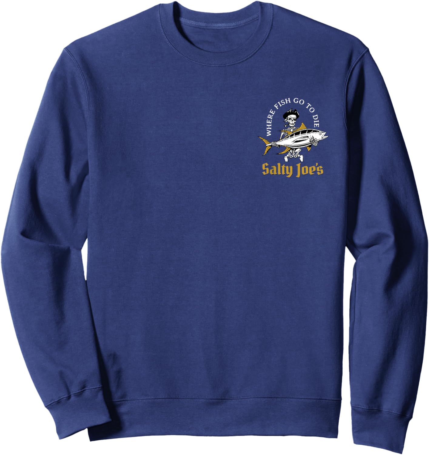 Salty Joe's Ol' Angler Fishing Logo Surf Shop Sweatshirt - Sweatshirt | Navy