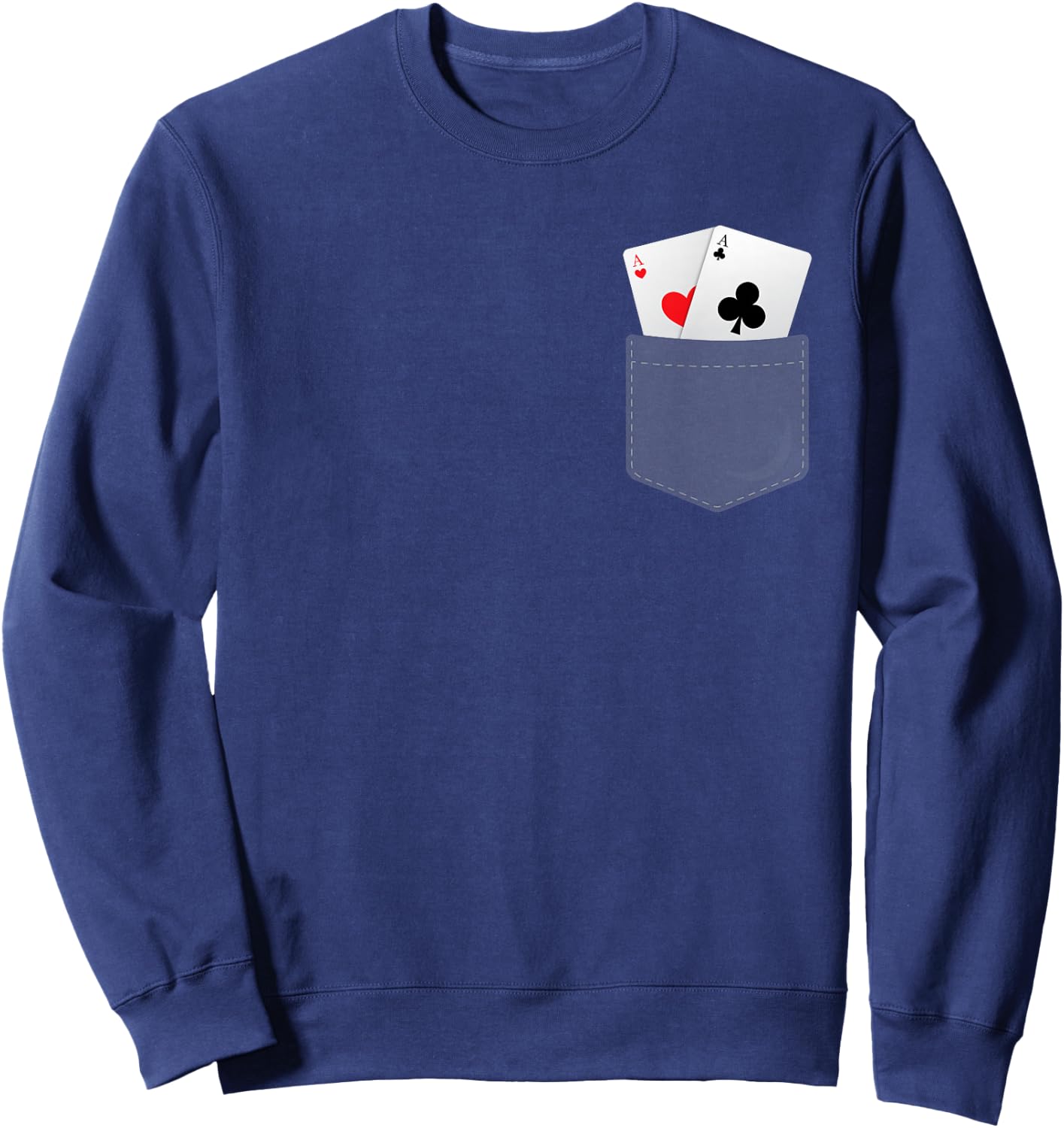 Pocket Aces Shirt Funny Faux Pocket Aces Poker Gift Sweatshirt - Sweatshirt | Navy