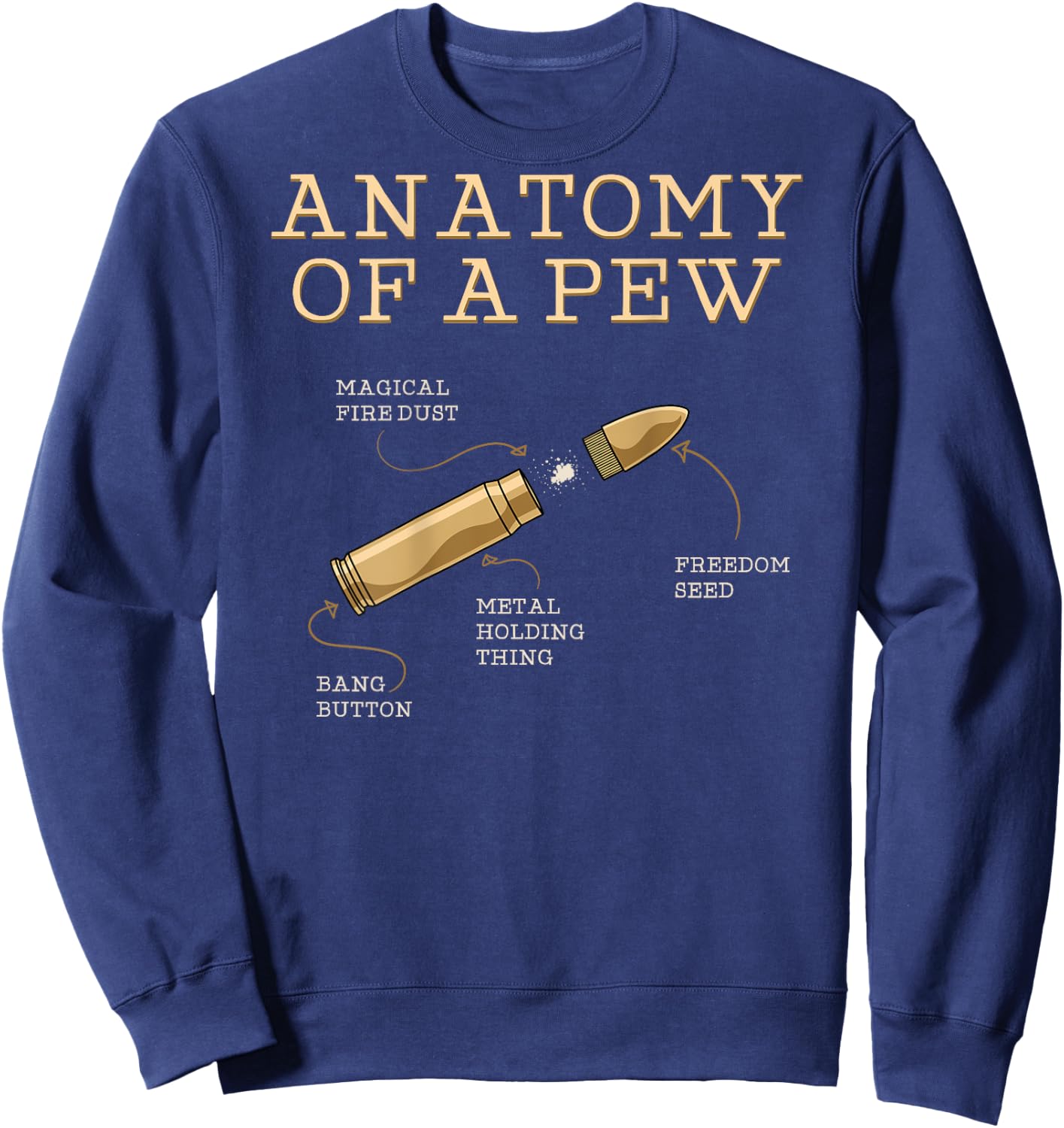 Funny Anatomy Of A Pew - Ammo Gun - Amendment Meme (on back) Sweatshirt - Sweatshirt | Navy